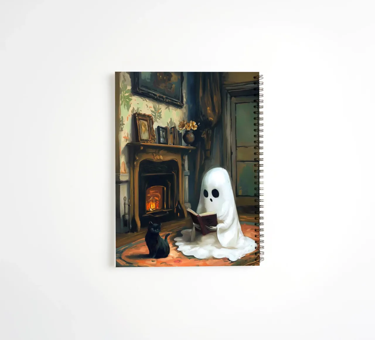 Halloween Ghost Reading spiral notebook by Fleur de Lys