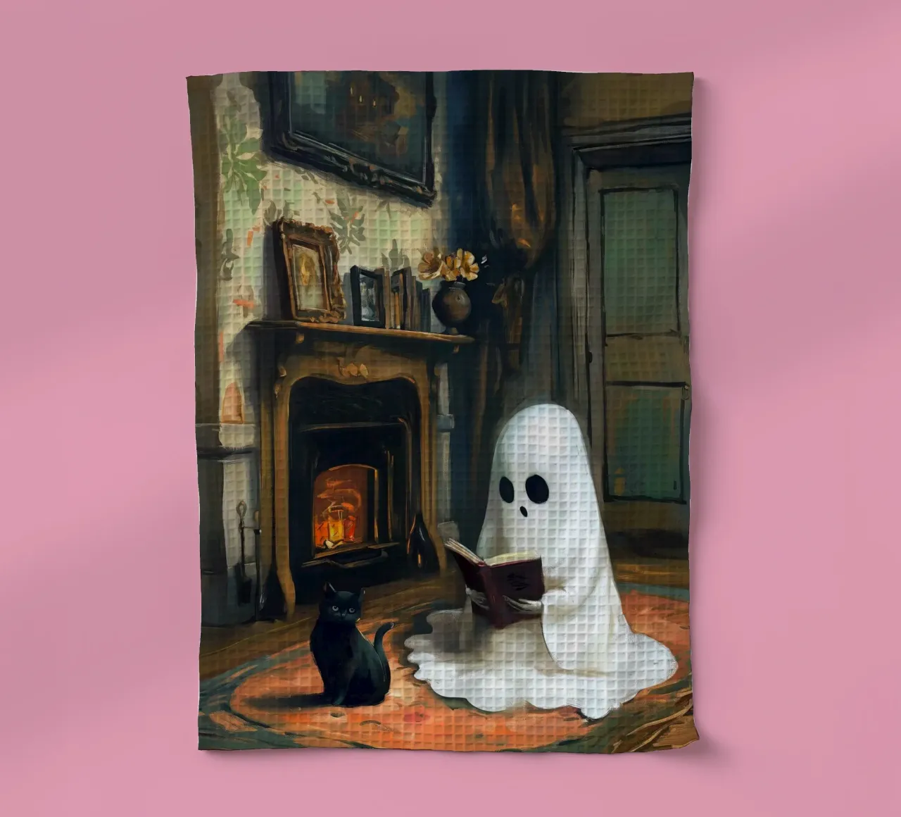 Lecture des fantômes d'Halloween torchon de Fleur de Lys