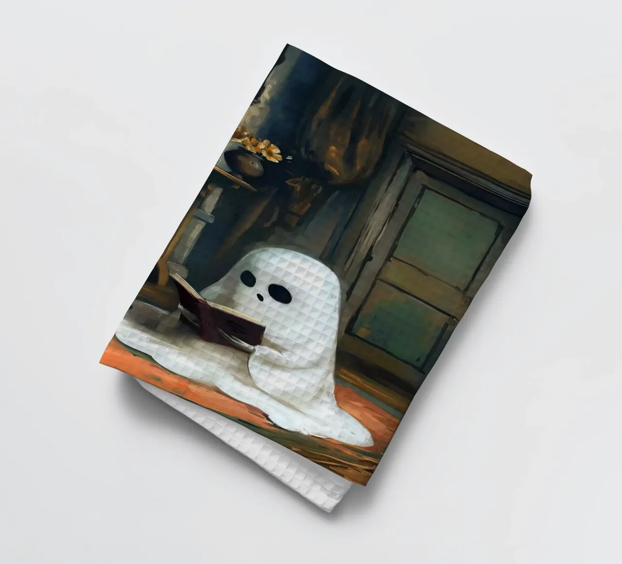 Lecture des fantômes d'Halloween torchon de Fleur de Lys