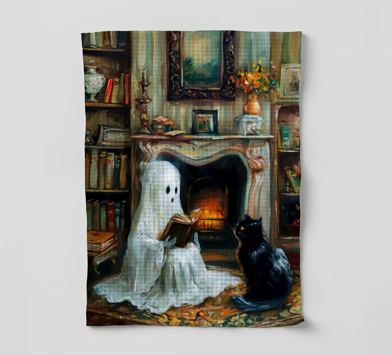 Lecture des fantômes d'Halloween torchon de Fleur de Lys