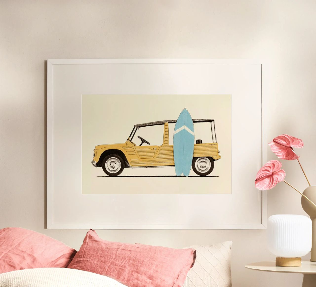 Vintage Car With Surfboard poster de Florent Bodart