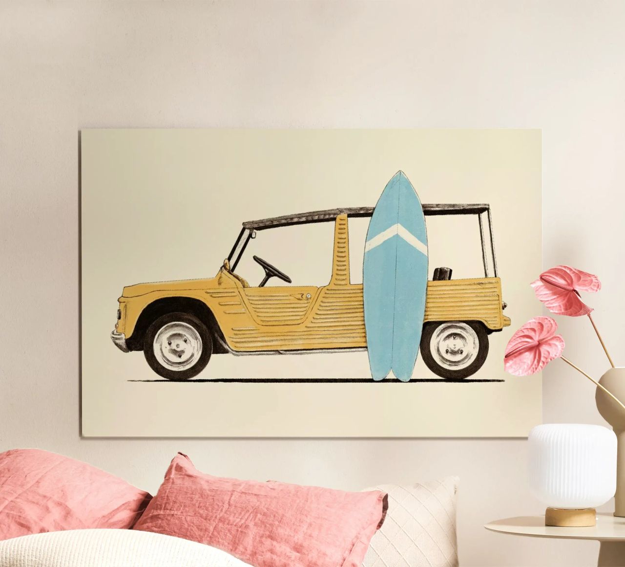 Vintage Car With Surfboard poster de Florent Bodart