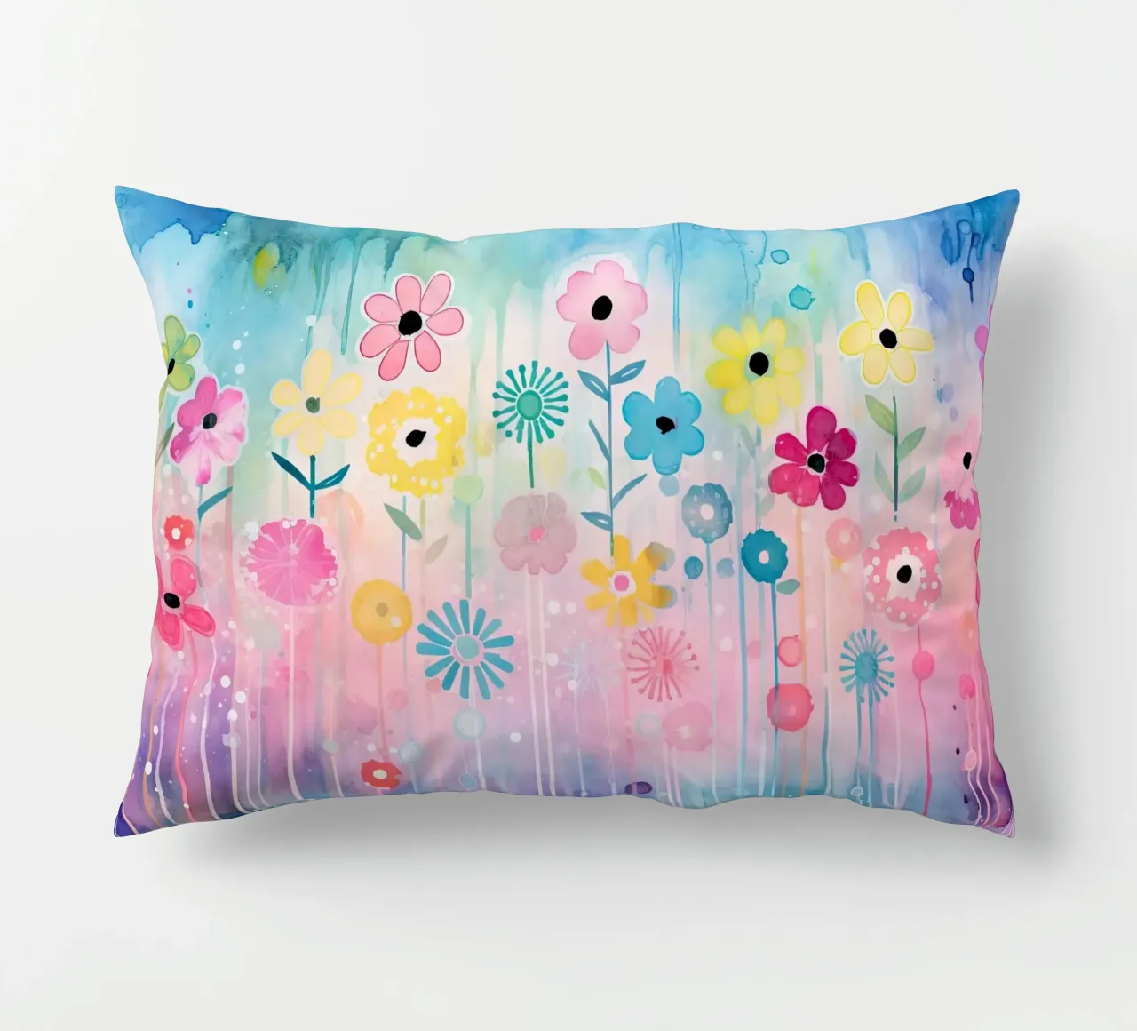 Flowers in pink and blue decorative cushion by Imagine