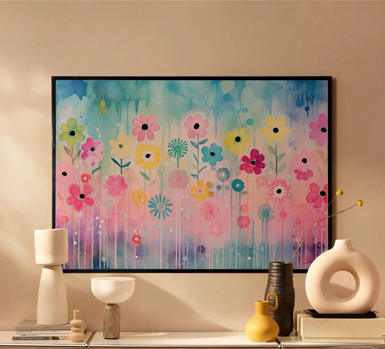 Fiori rosa e blu poster da Imagine