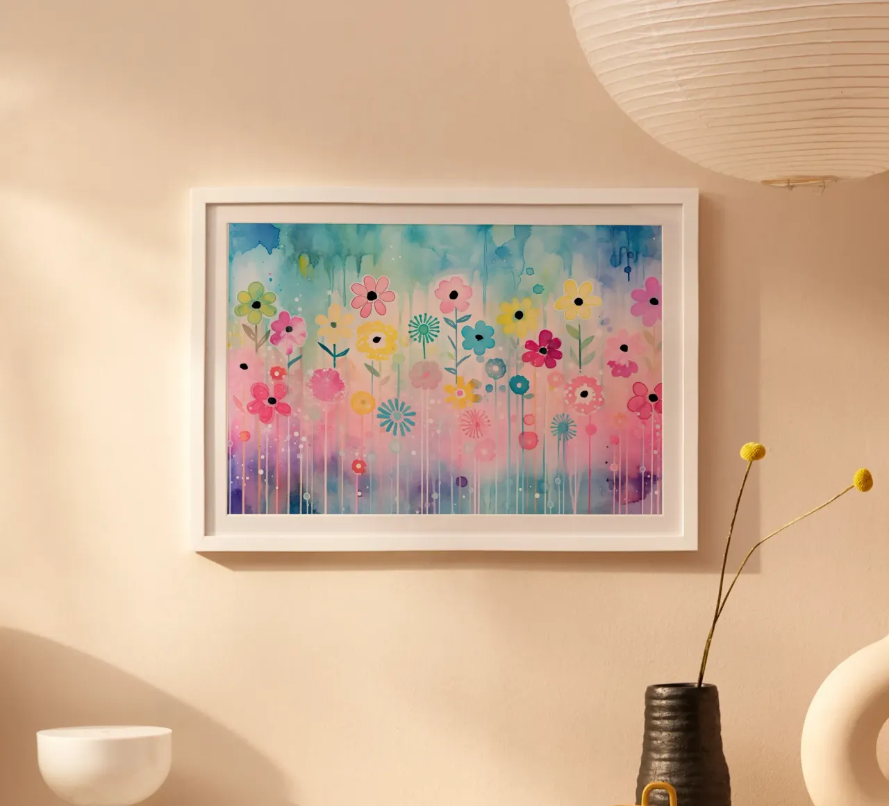 Fiori rosa e blu poster da Imagine