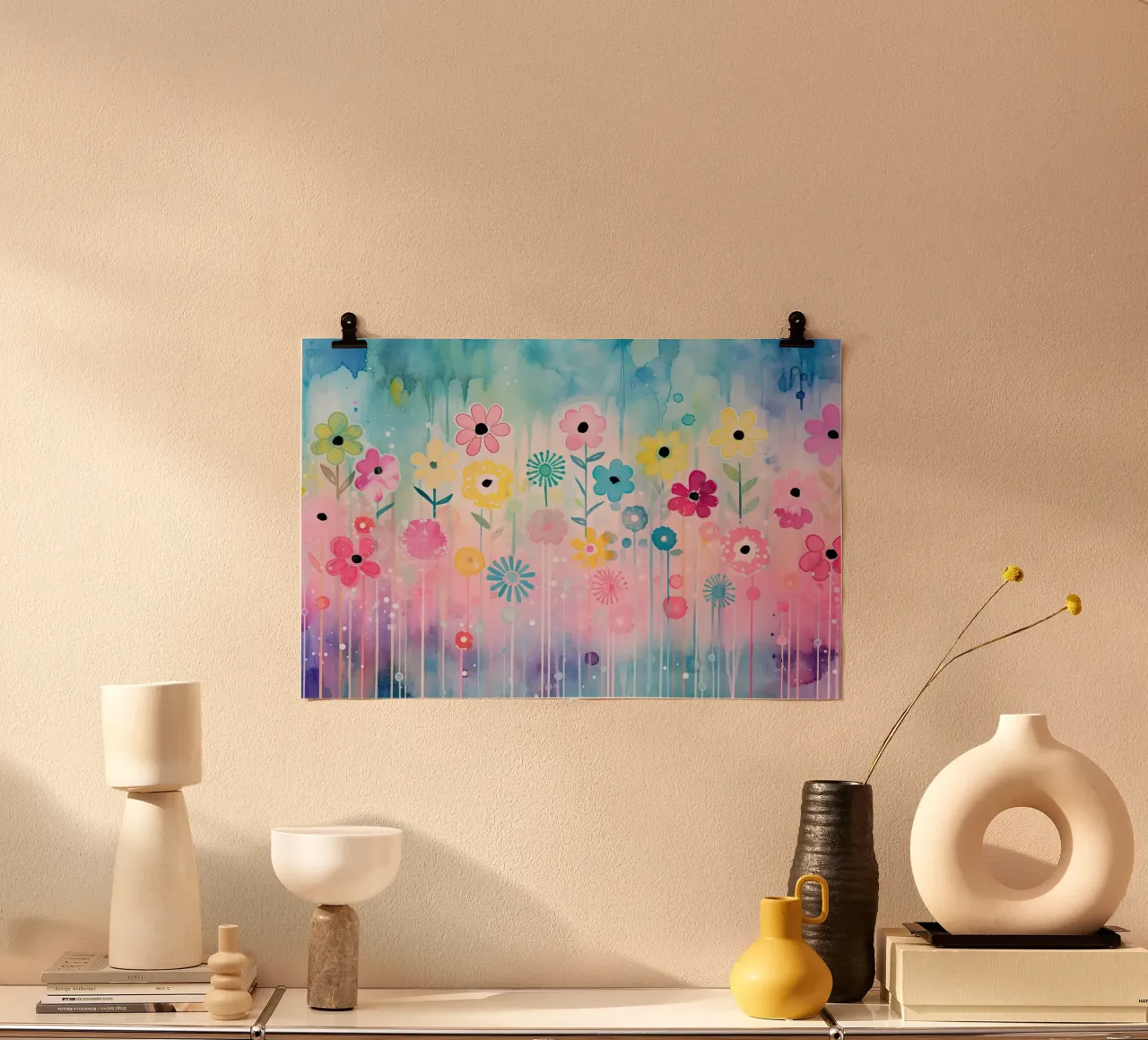 Fiori rosa e blu poster da Imagine