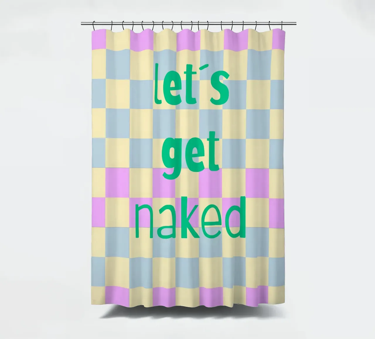get naked. shower curtain by FRICKE DESIGN