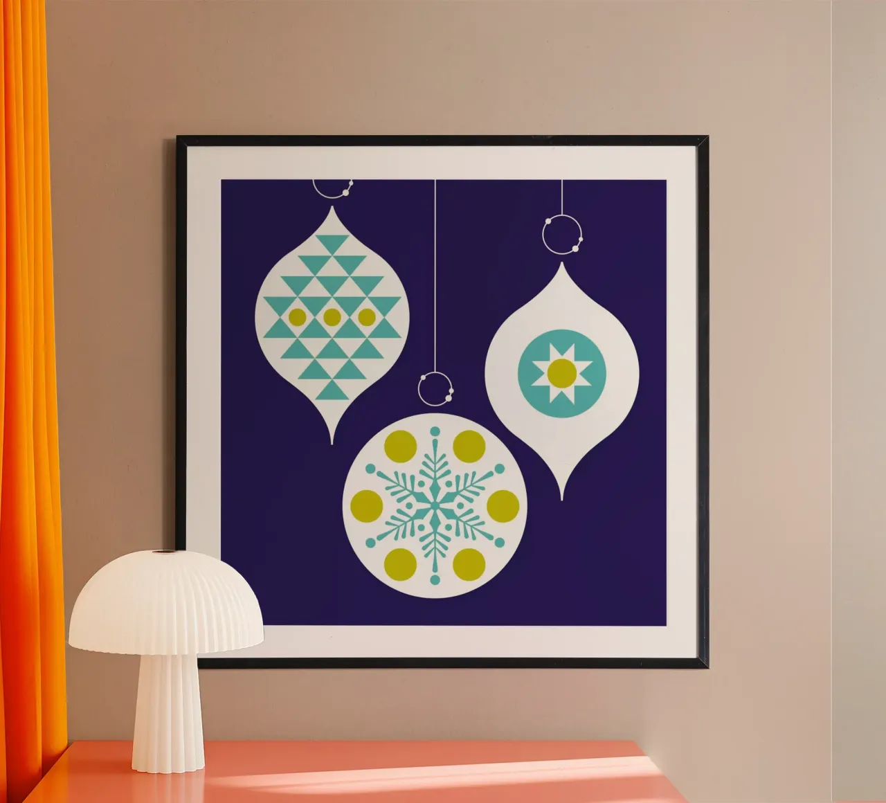 Un ballo di Natale poster con telaio in legno da Bo Lundberg