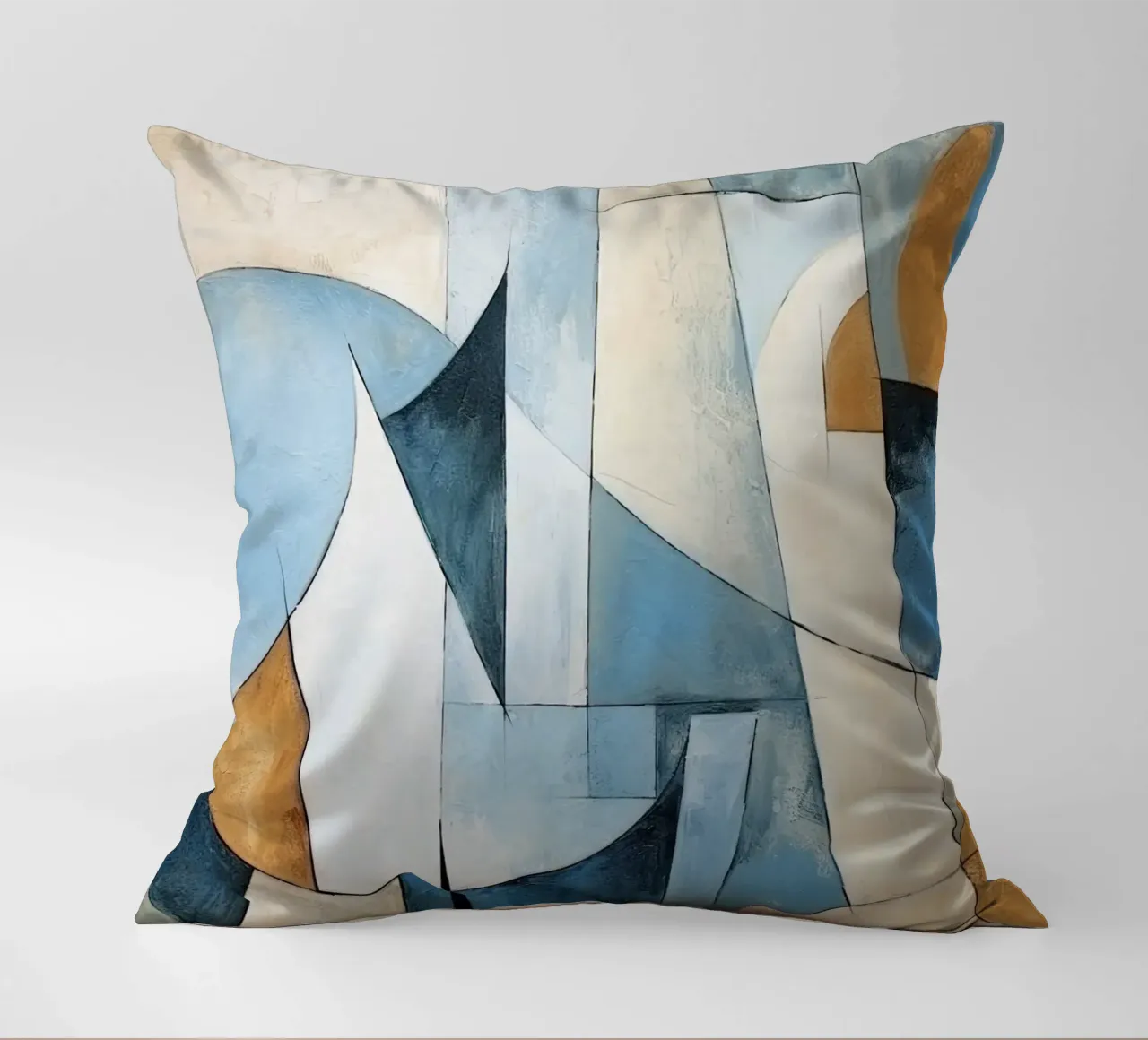 Forme astratte con crema e blu cuscino da Imagine