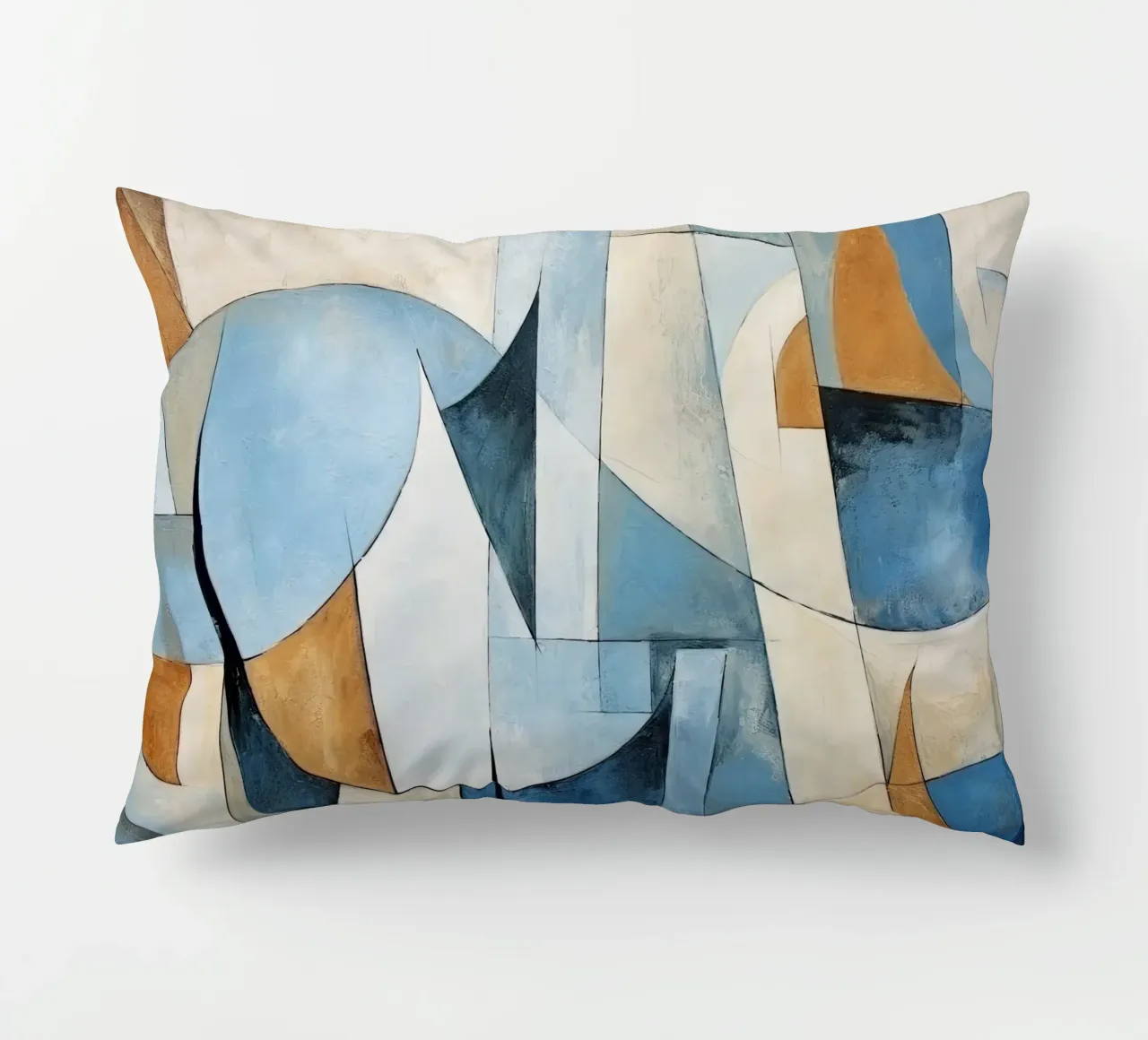 Forme astratte con crema e blu cuscino da Imagine