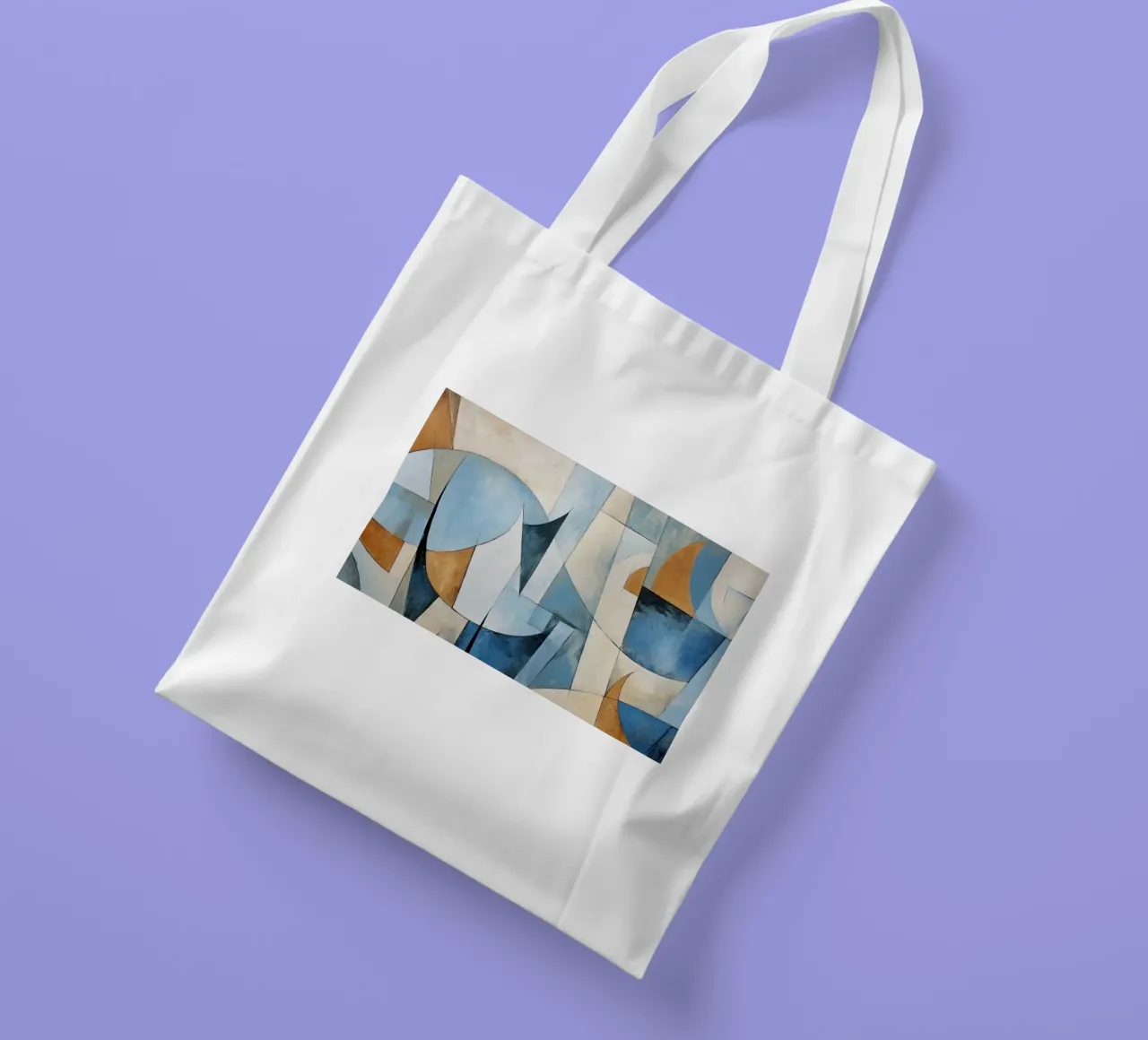 Forme astratte con crema e blu borsa in juta da Imagine