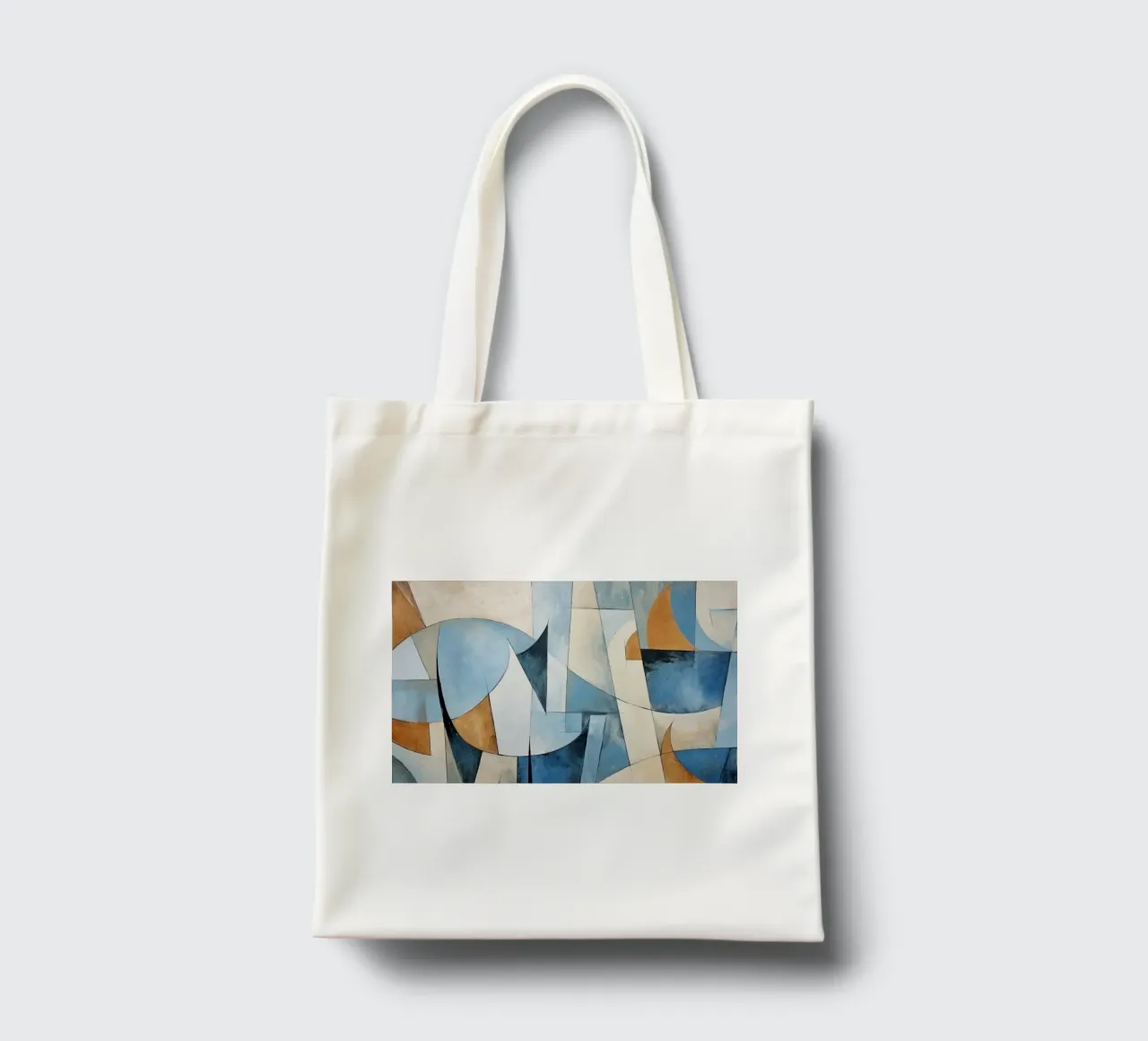 Forme astratte con crema e blu borsa in juta da Imagine