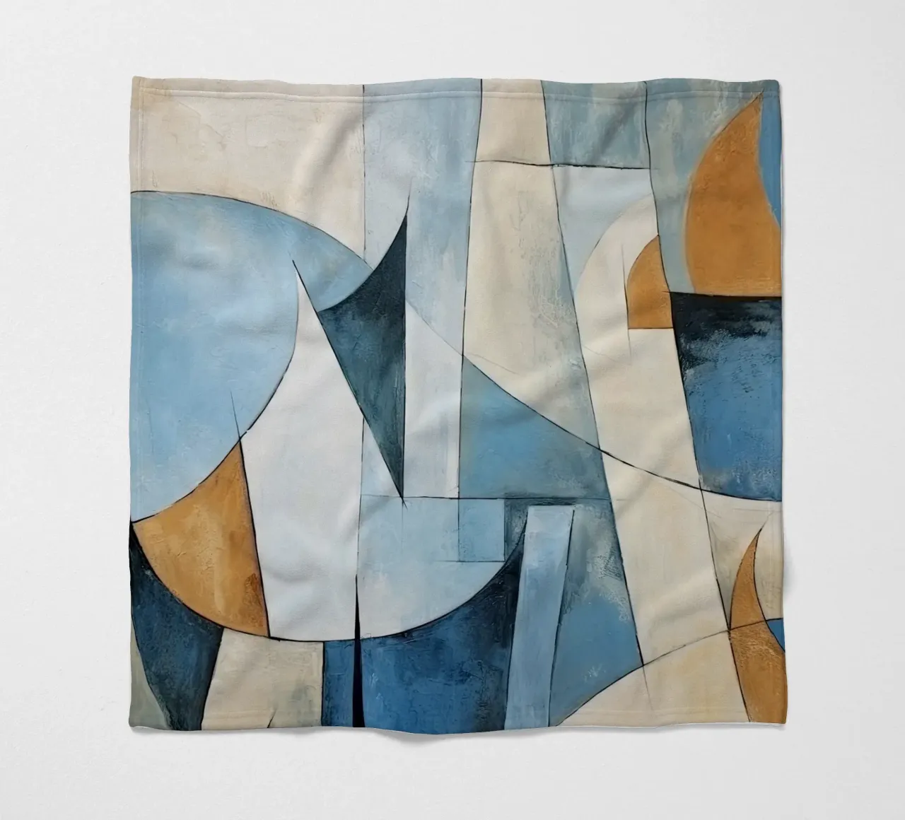 Forme astratte con crema e blu coperta in pile da Imagine