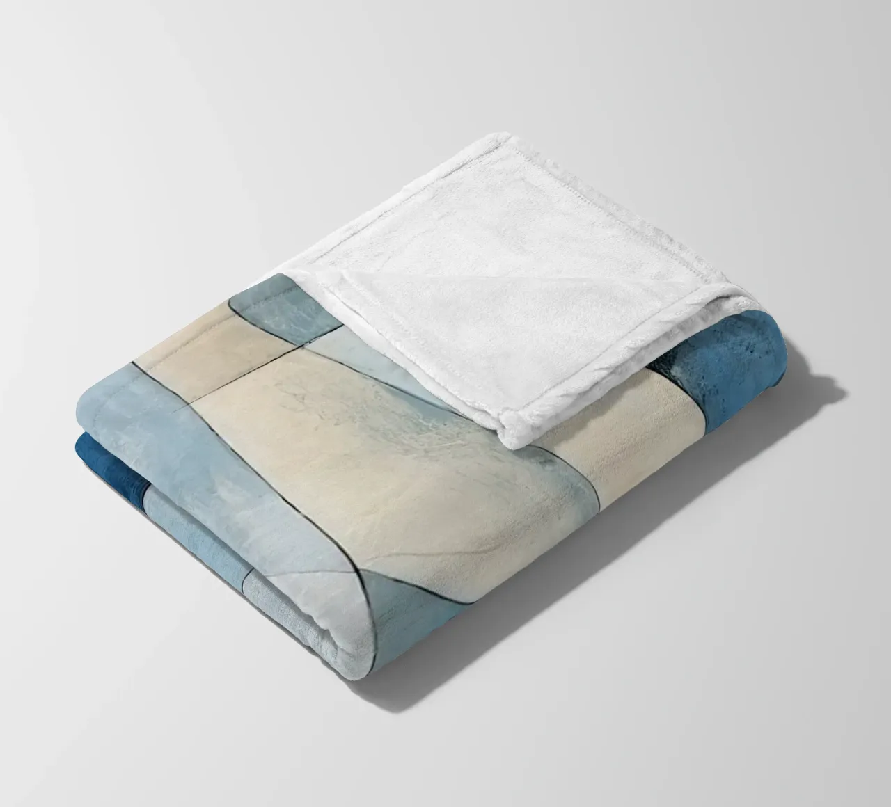 Forme astratte con crema e blu coperta in pile da Imagine