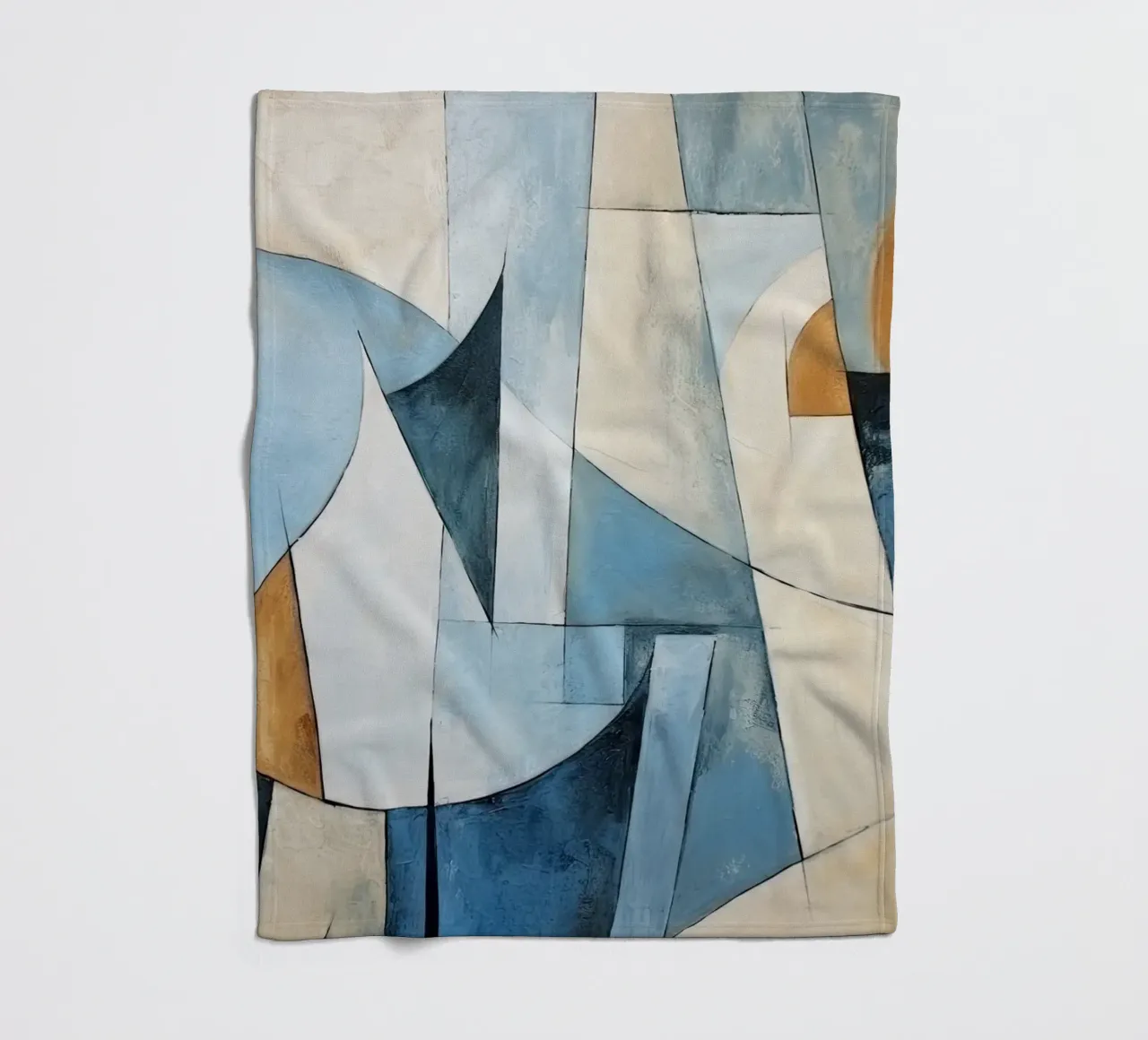 Forme astratte con crema e blu coperta in pile da Imagine