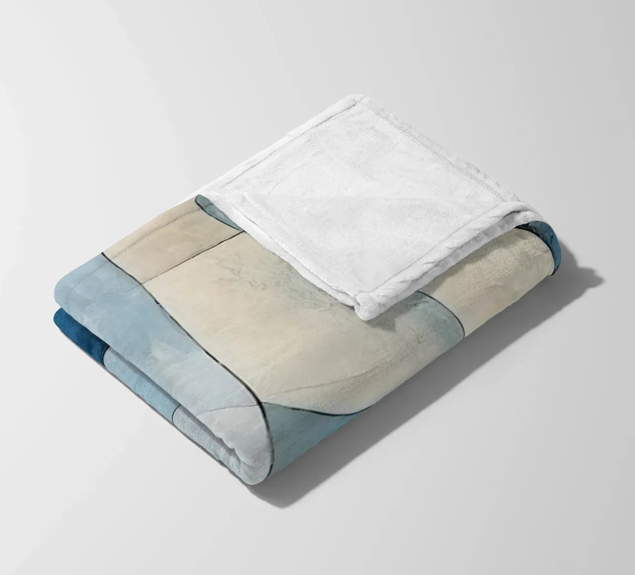 Forme astratte con crema e blu coperta in pile da Imagine