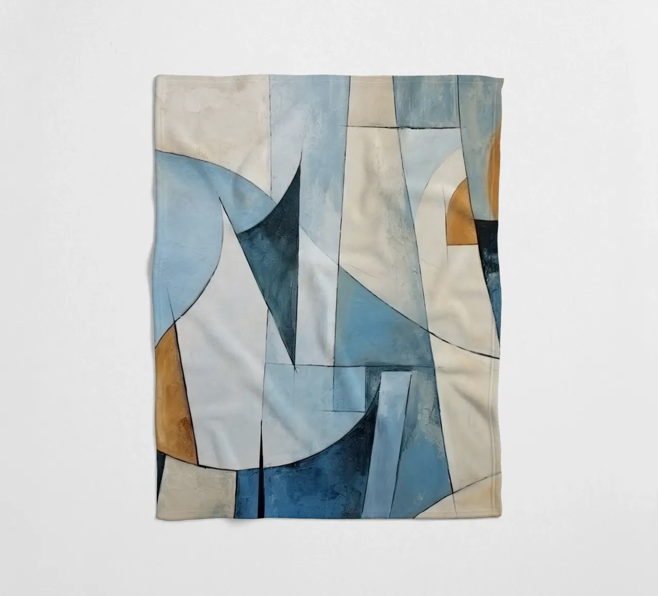 Forme astratte con crema e blu coperta in pile da Imagine