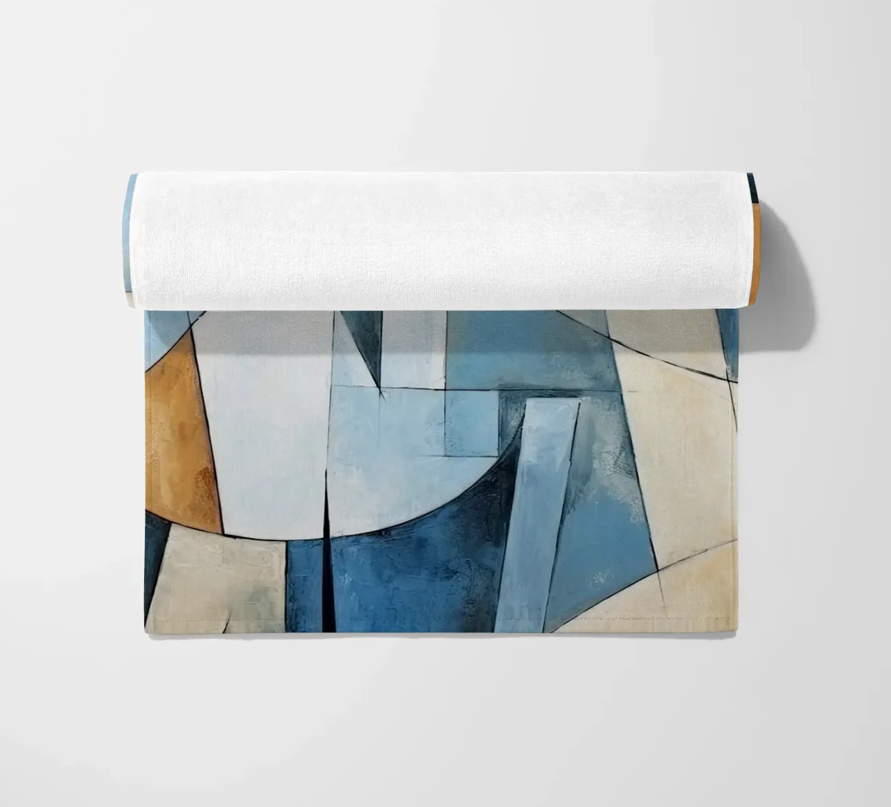 Forme astratte con crema e blu telo mare da Imagine