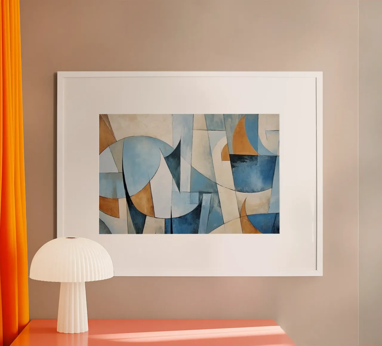 Forme astratte con crema e blu carta hahnemühle da Imagine