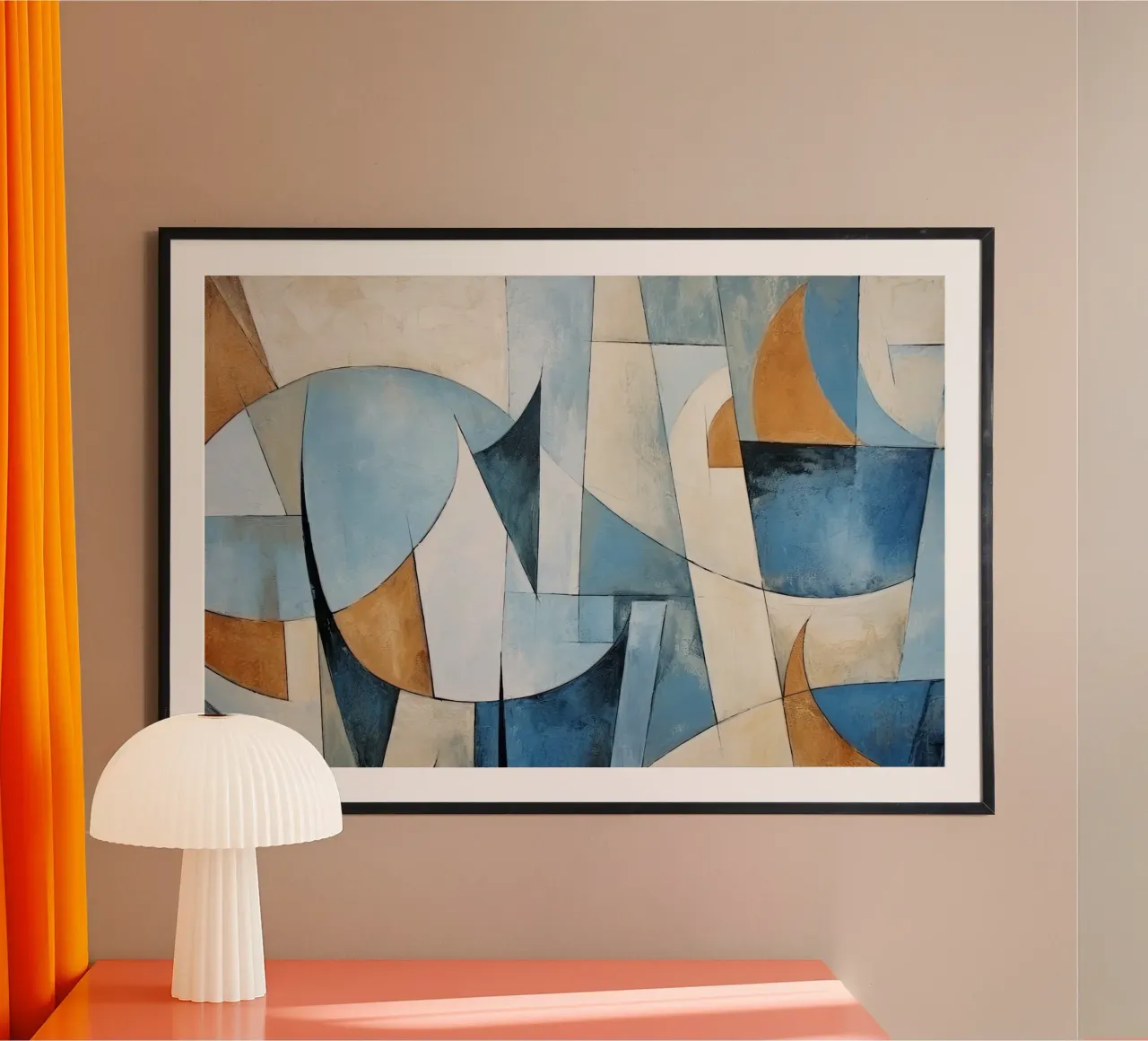 Forme astratte con crema e blu carta hahnemühle da Imagine