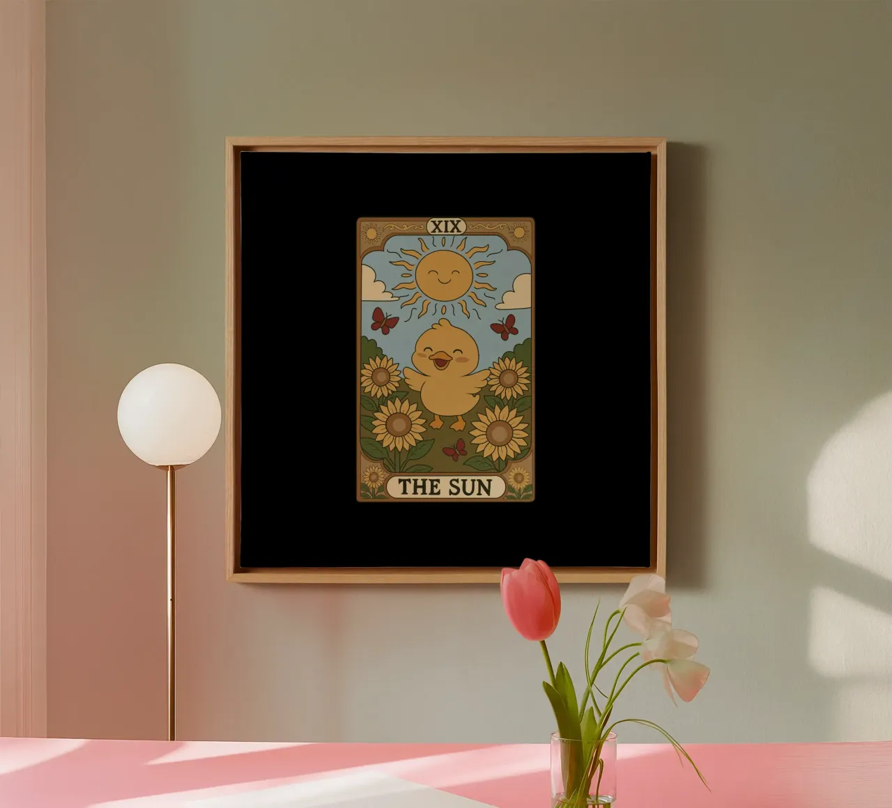 Eend Tarot - De Zon canvas met Baklijst van Loobs