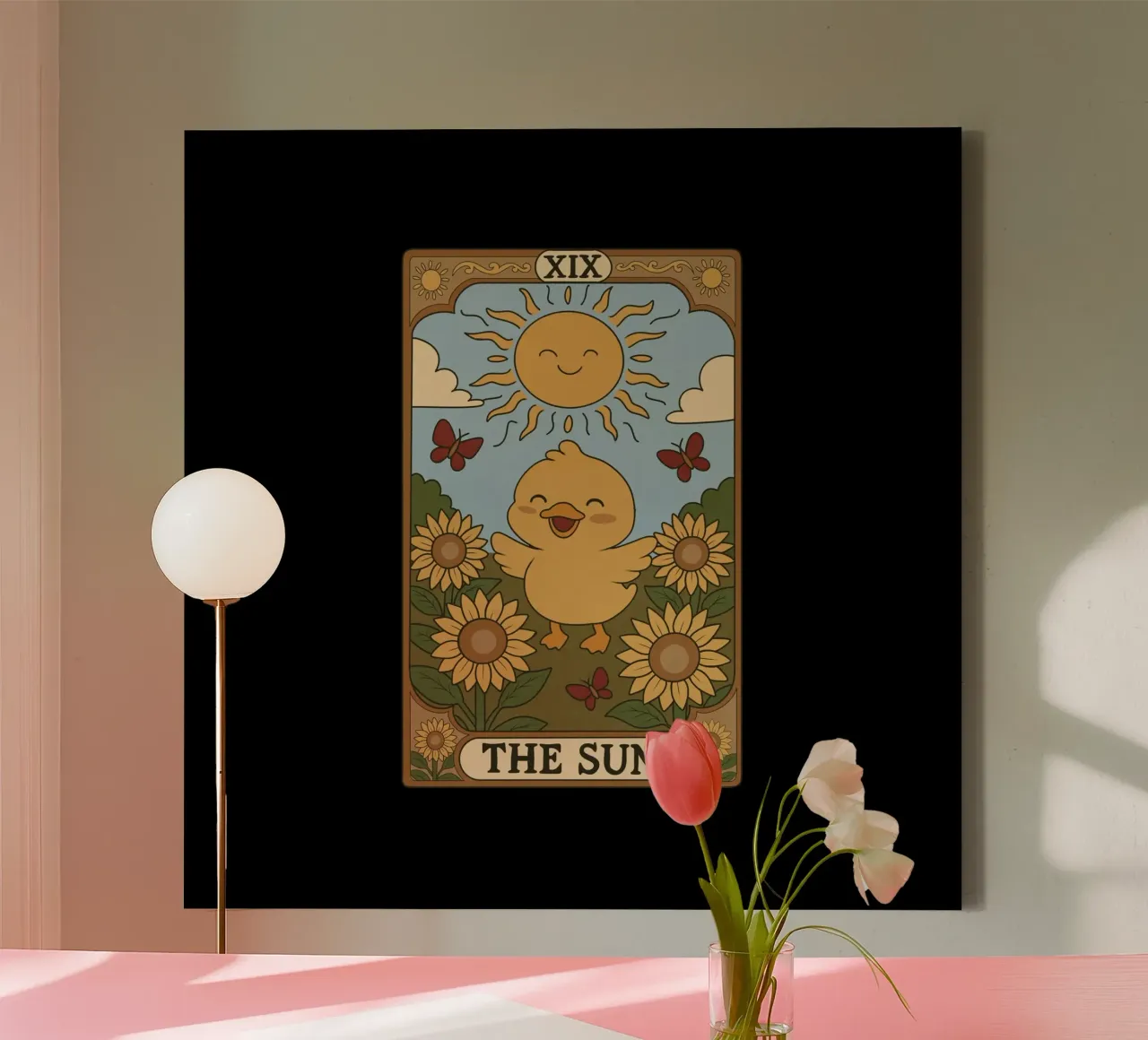 Eend Tarot - De Zon canvas met Baklijst van Loobs