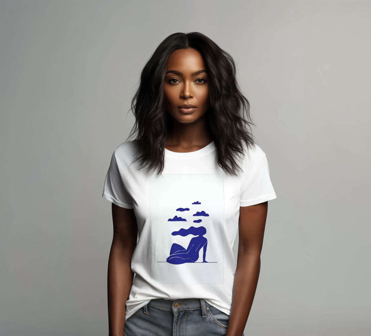 Head in the Clouds Blue women's fitted t-shirt by Graphite