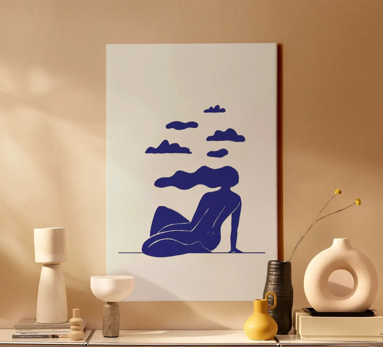 Head in the Clouds Blue Leinwand von Graphite