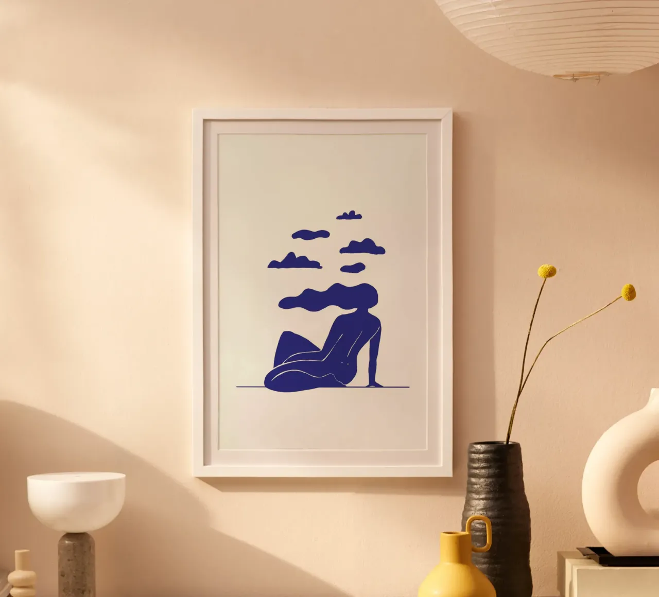 Head in the Clouds Blue poster con telaio in plastica da Graphite
