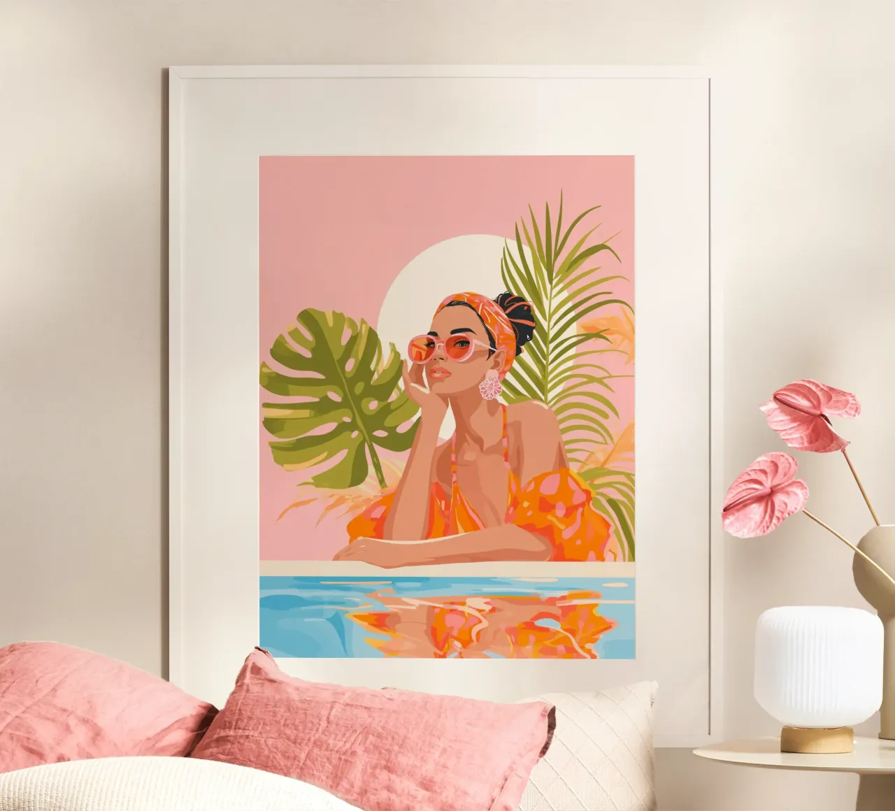 Modeträume am Pool Poster von Carinaprint