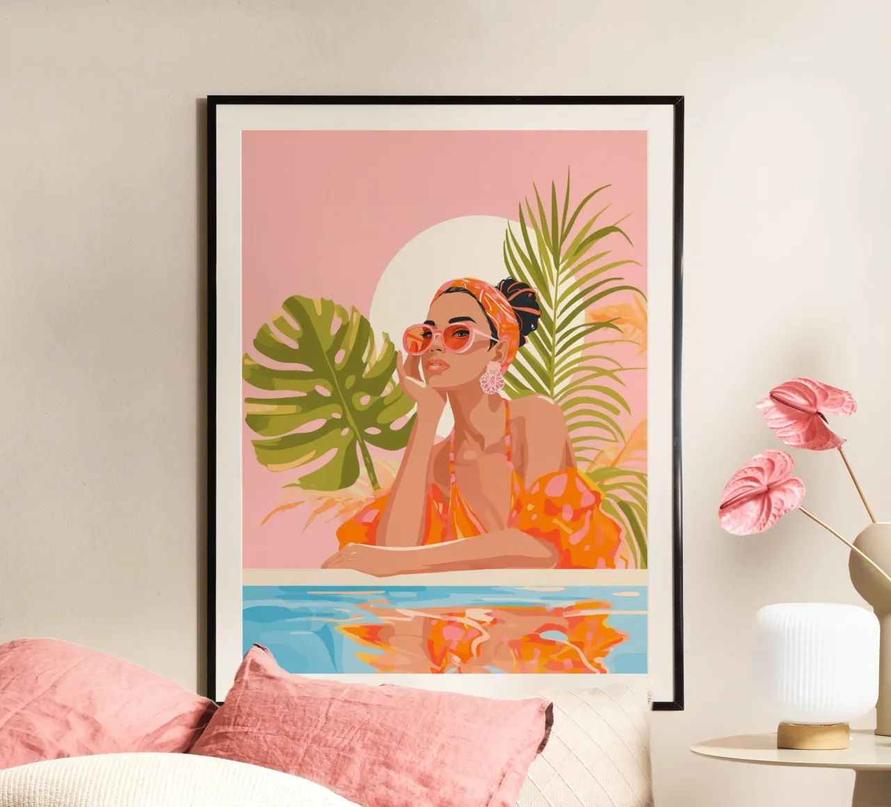 Modeträume am Pool Poster von Carinaprint