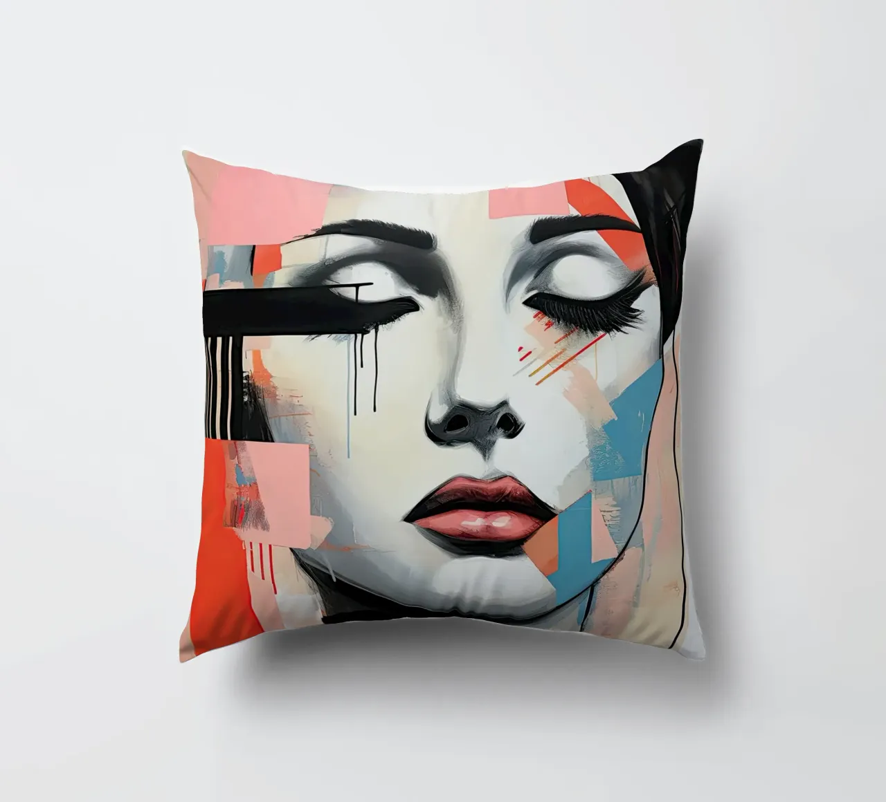 Abstract face decorative cushion by Imagine