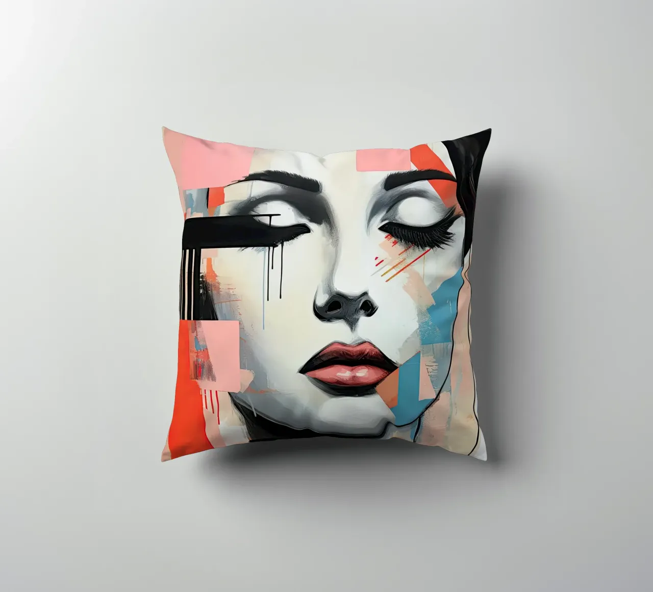 Abstract face decorative cushion by Imagine