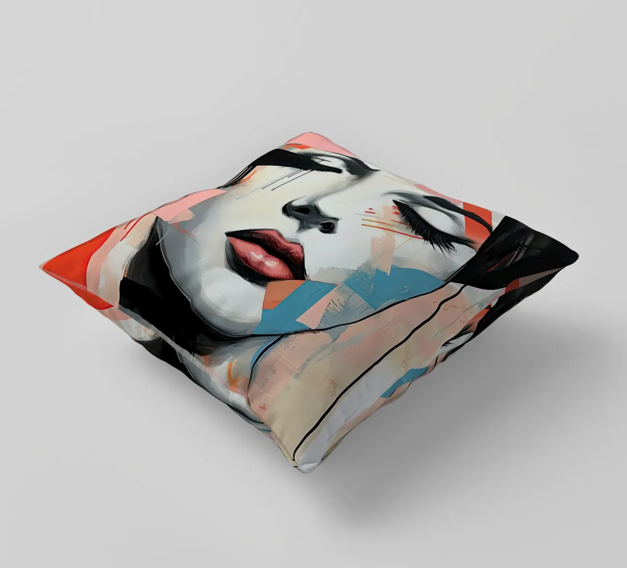 Abstract face decorative cushion by Imagine
