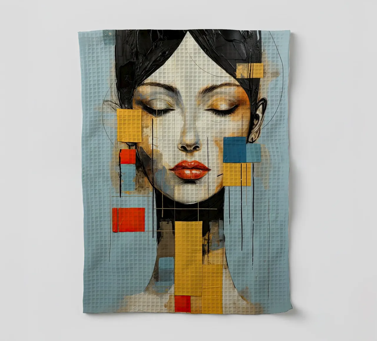 Abstract face tea towel by Imagine