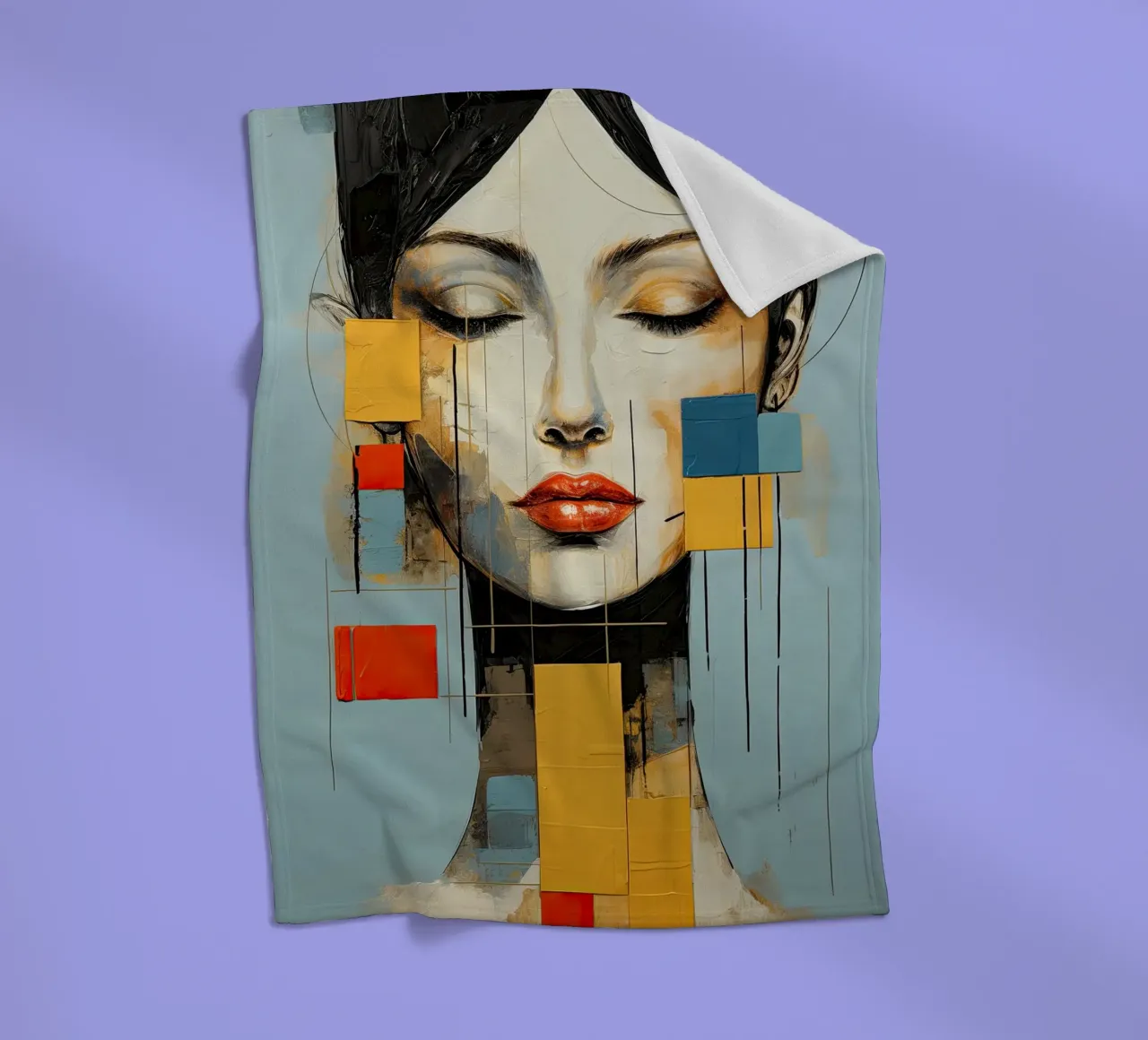 Abstract face fleece blanket by Imagine