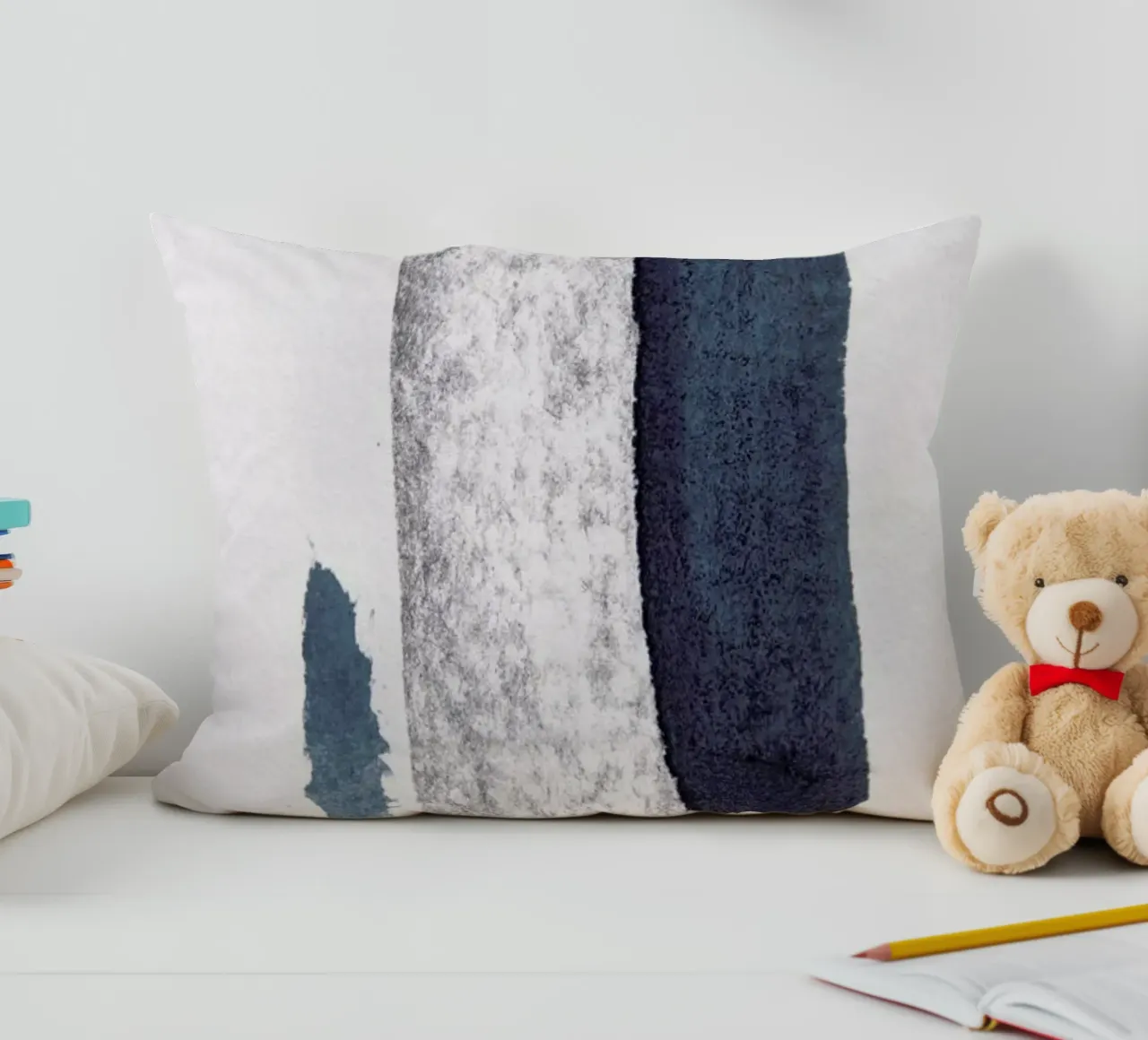 Minimal Abstract Aquarelle And Charcoal Kissen von Studio Nahili