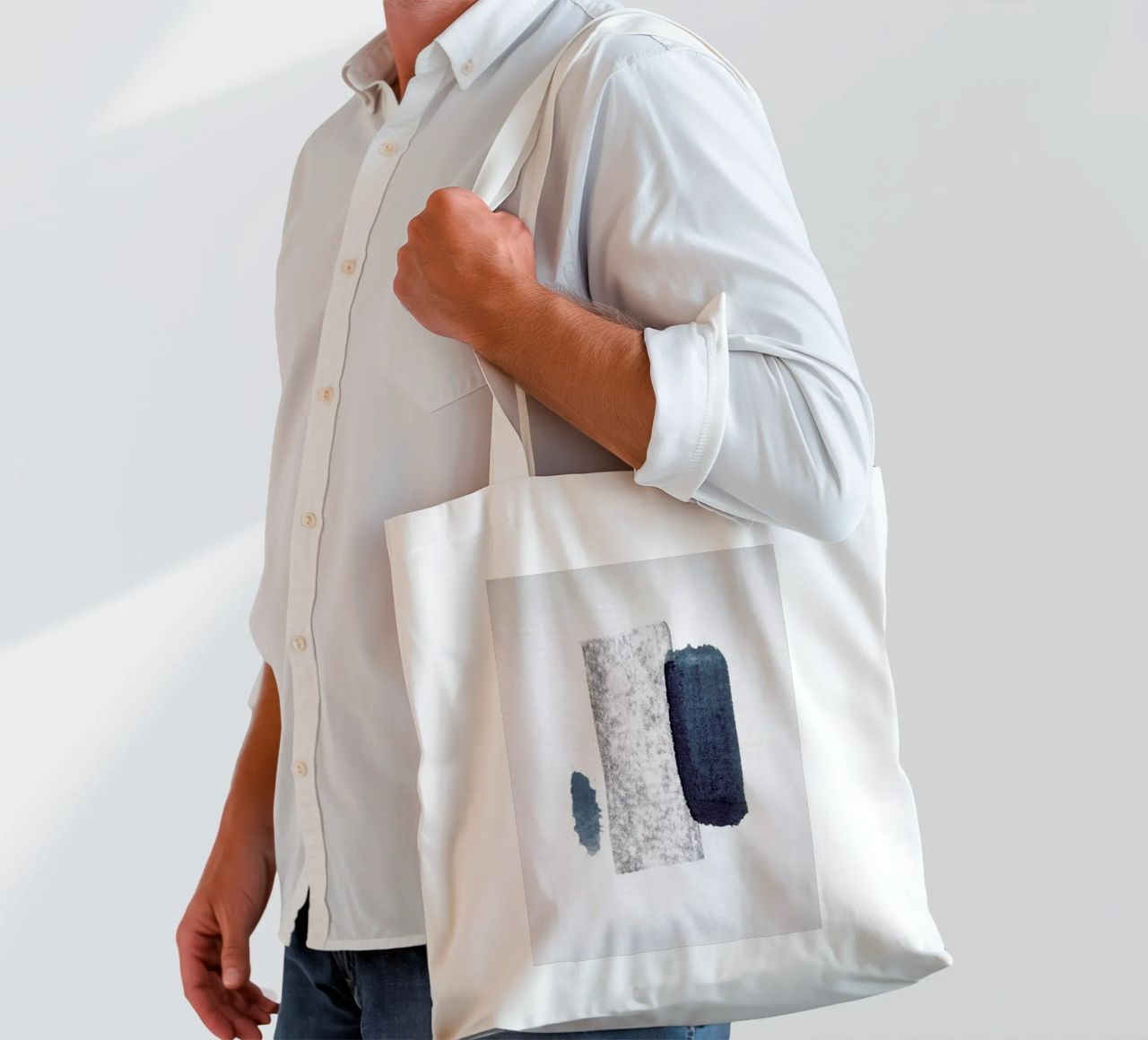 Minimal Abstract Aquarelle And Charcoal borsa in juta da Studio Nahili
