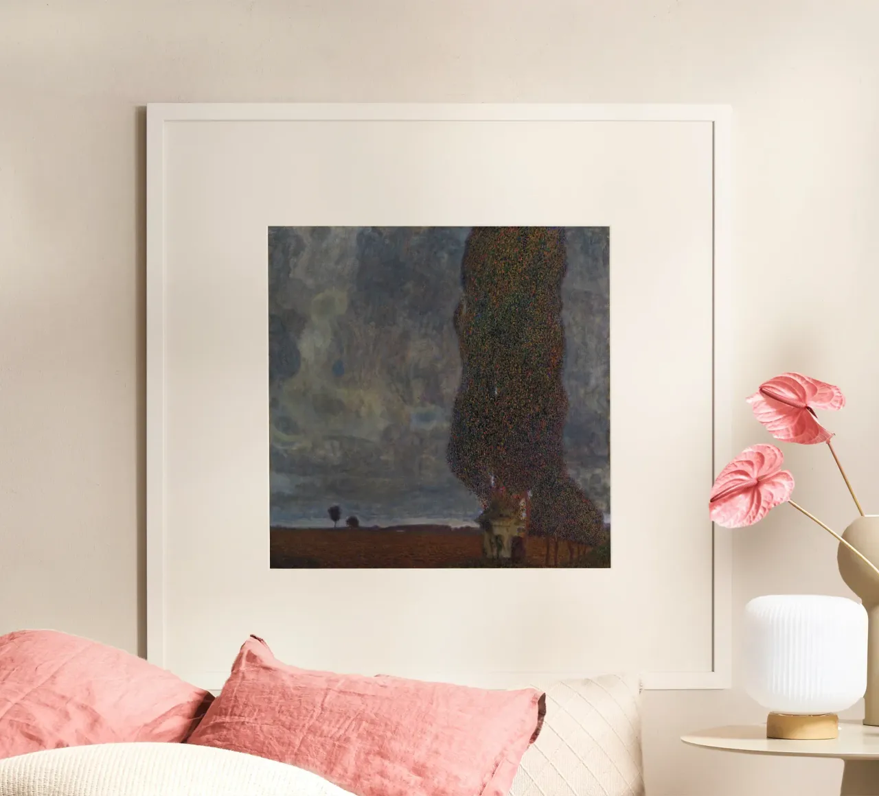 L'"Avvicinamento del temporale" di Klimt - Simbolismo, natura, buio poster con telaio in legno da ClubArt