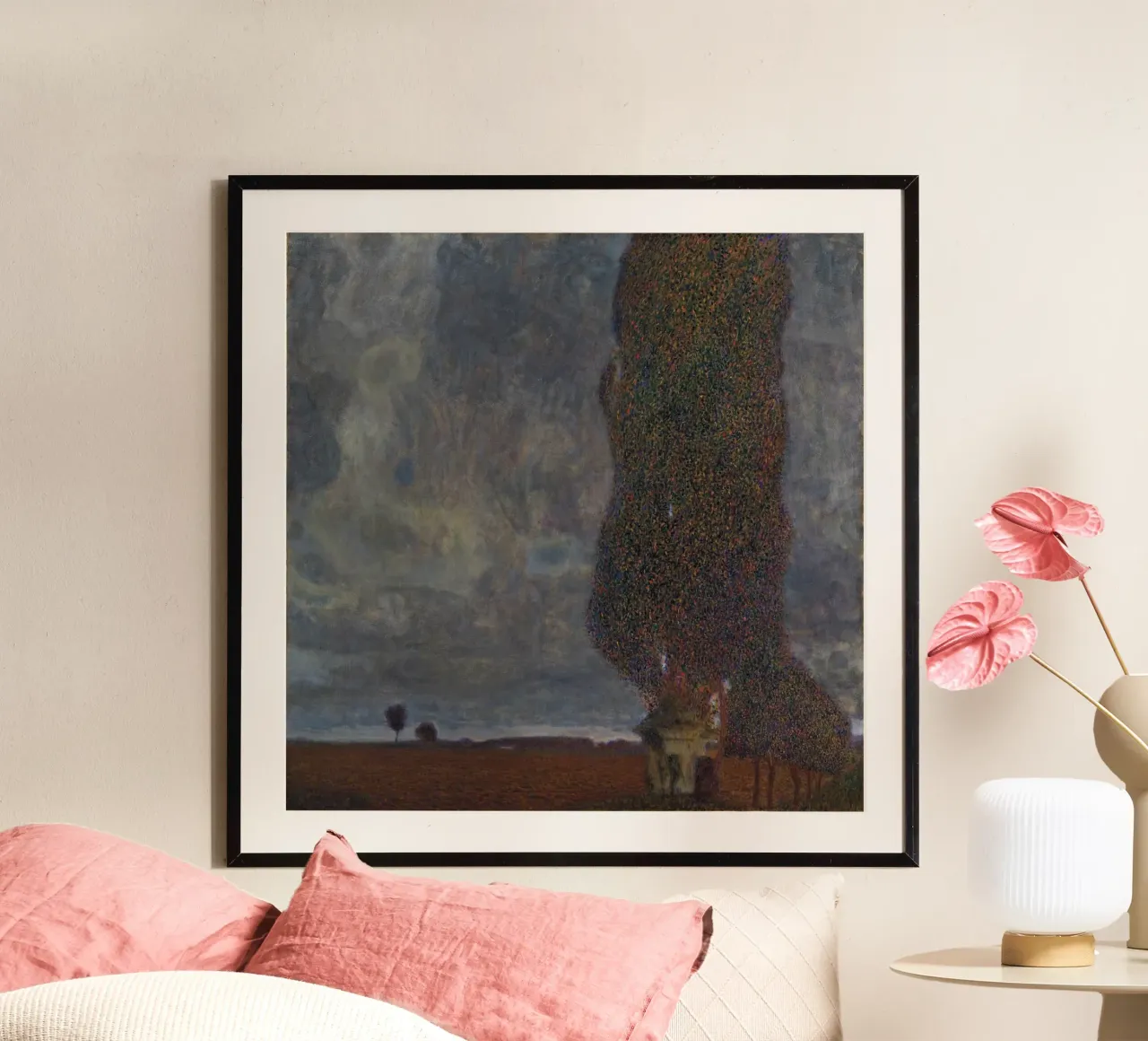 L'"Avvicinamento del temporale" di Klimt - Simbolismo, natura, buio poster con telaio in legno da ClubArt