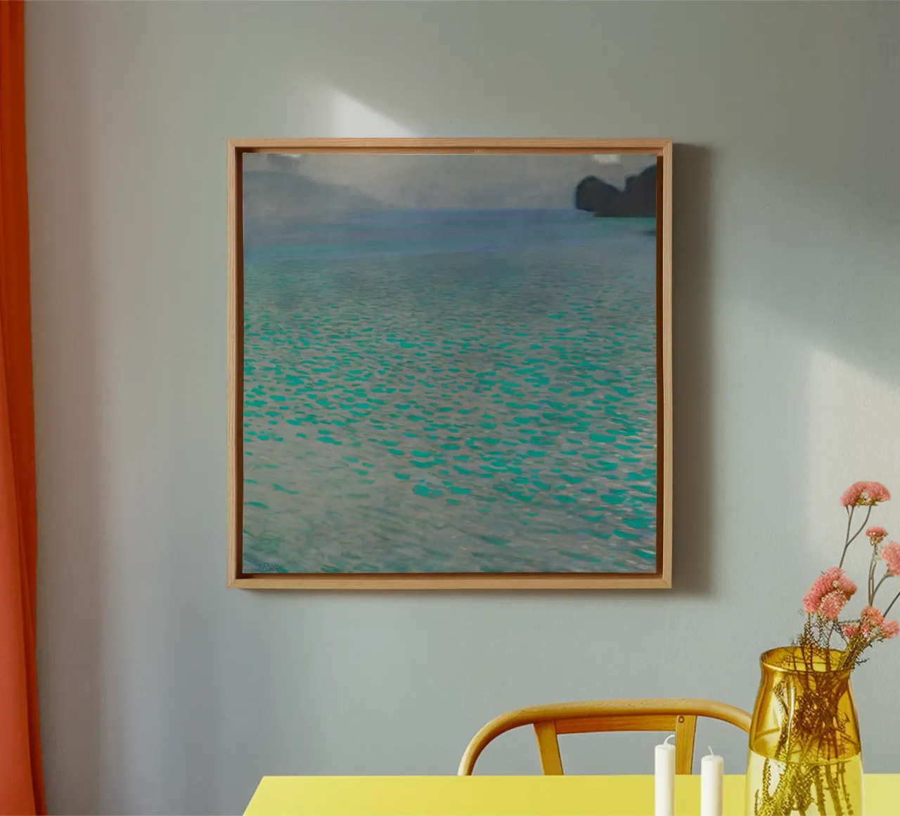 Klimt's "Attersee" - Modernist Lake, Impressionism, Abstract canvas with Floater frame by ClubArt