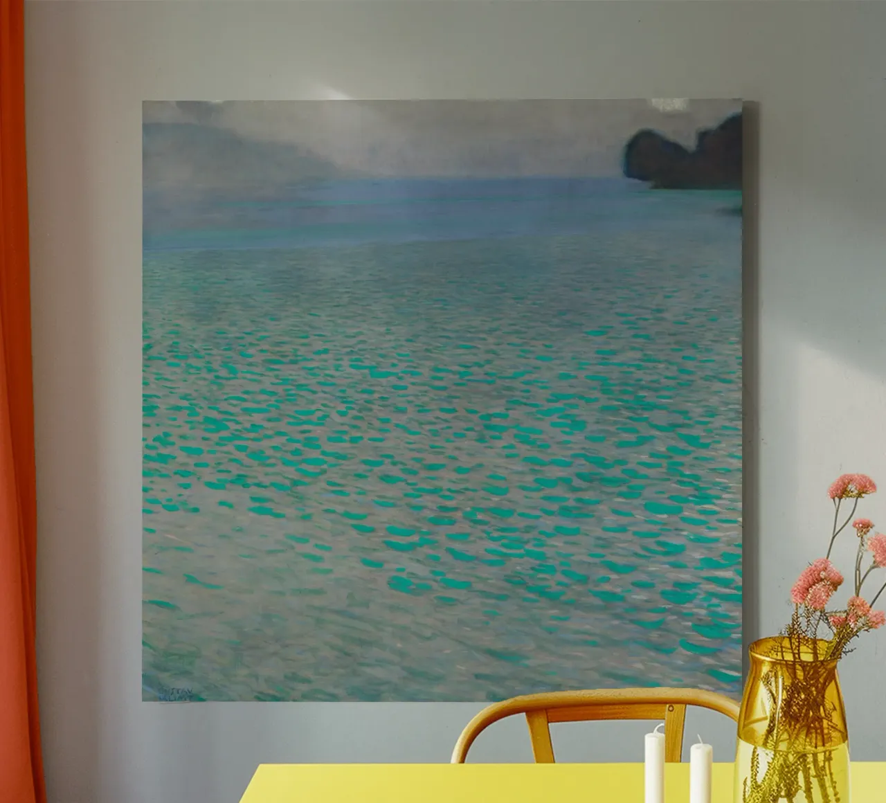 Klimt's "Attersee" - Modernist Lake, Impressionism, Abstract canvas with Floater frame by ClubArt