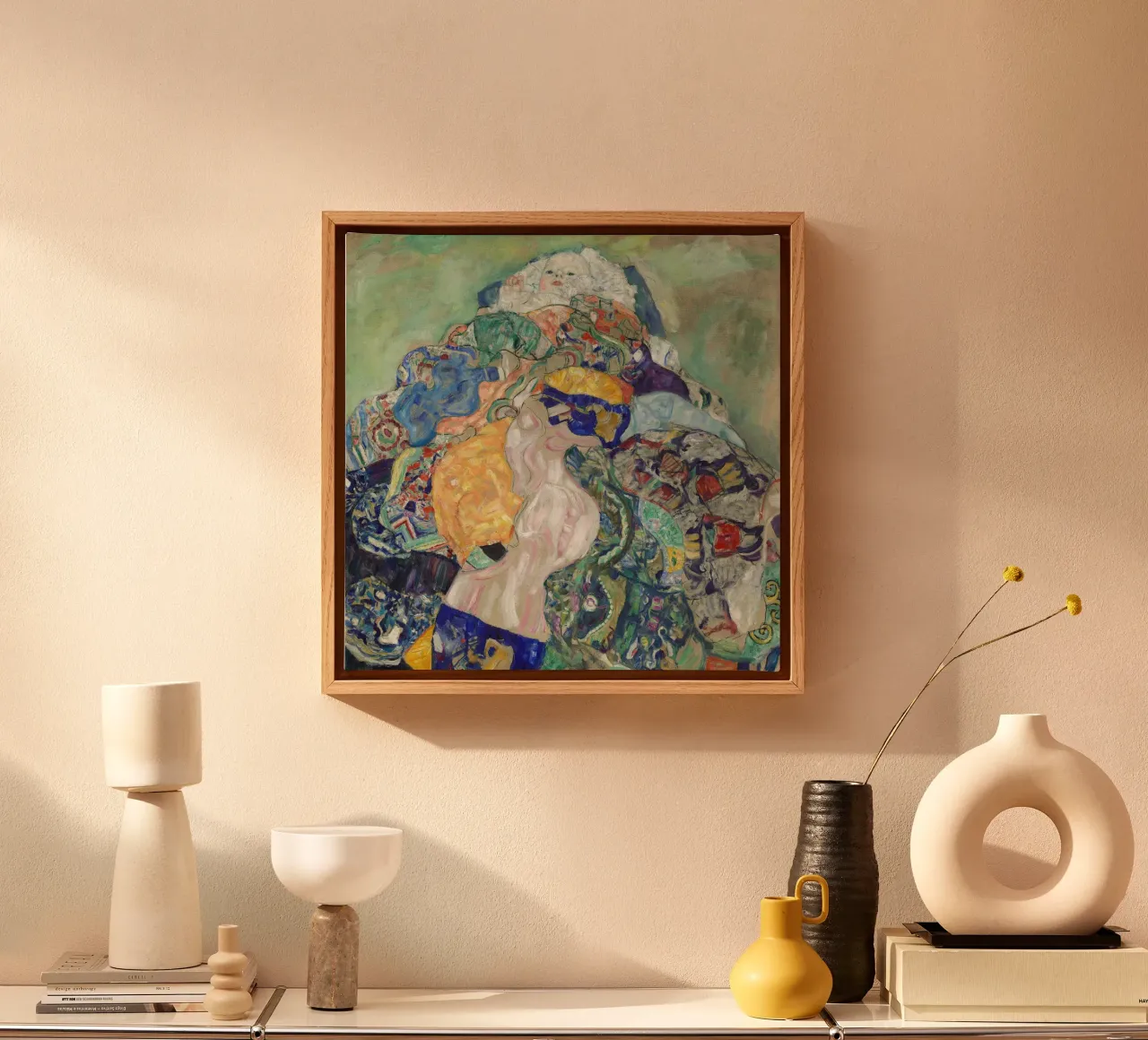 Klimt's "Baby (Cradle)" - Symbolism, Figurative, Expressioni canvas with Floater frame by ClubArt