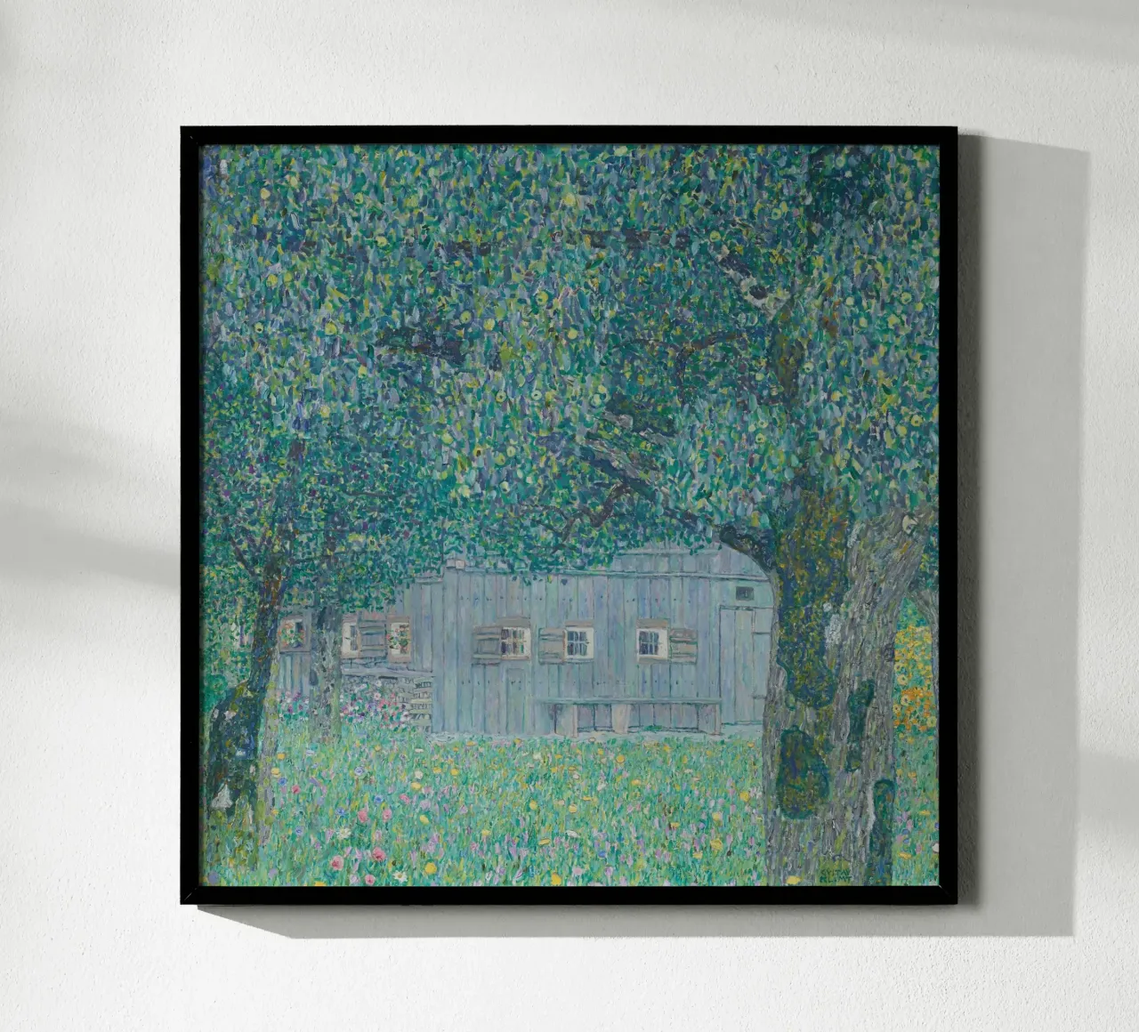 Klimt's "Farmhouse in Buchberg" - Pointillist, Nature, Austr poster by ClubArt