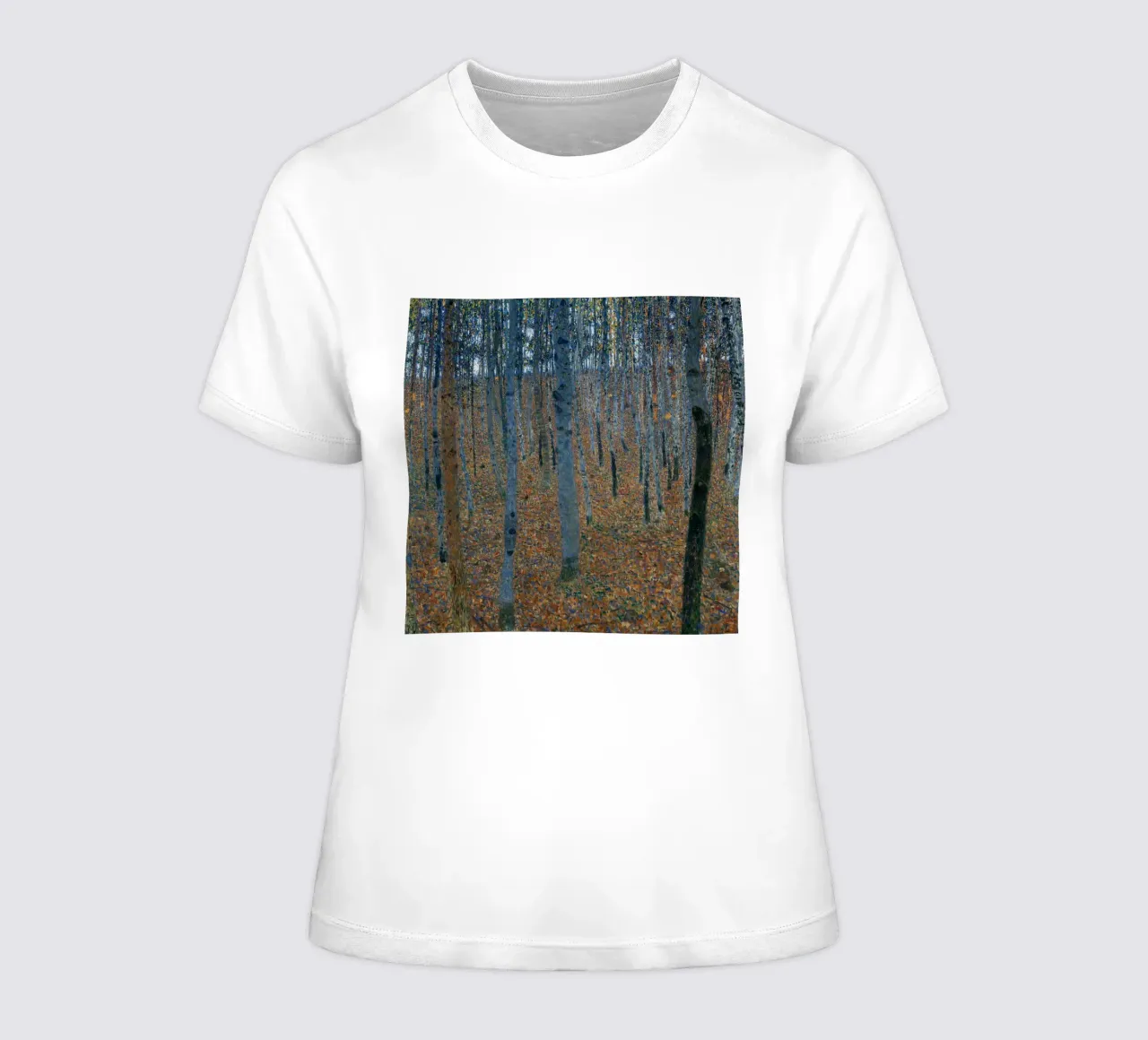 Klimt's "Beech Grove I" - Pointillist, Nature, Enchanted For women's fitted t-shirt by ClubArt