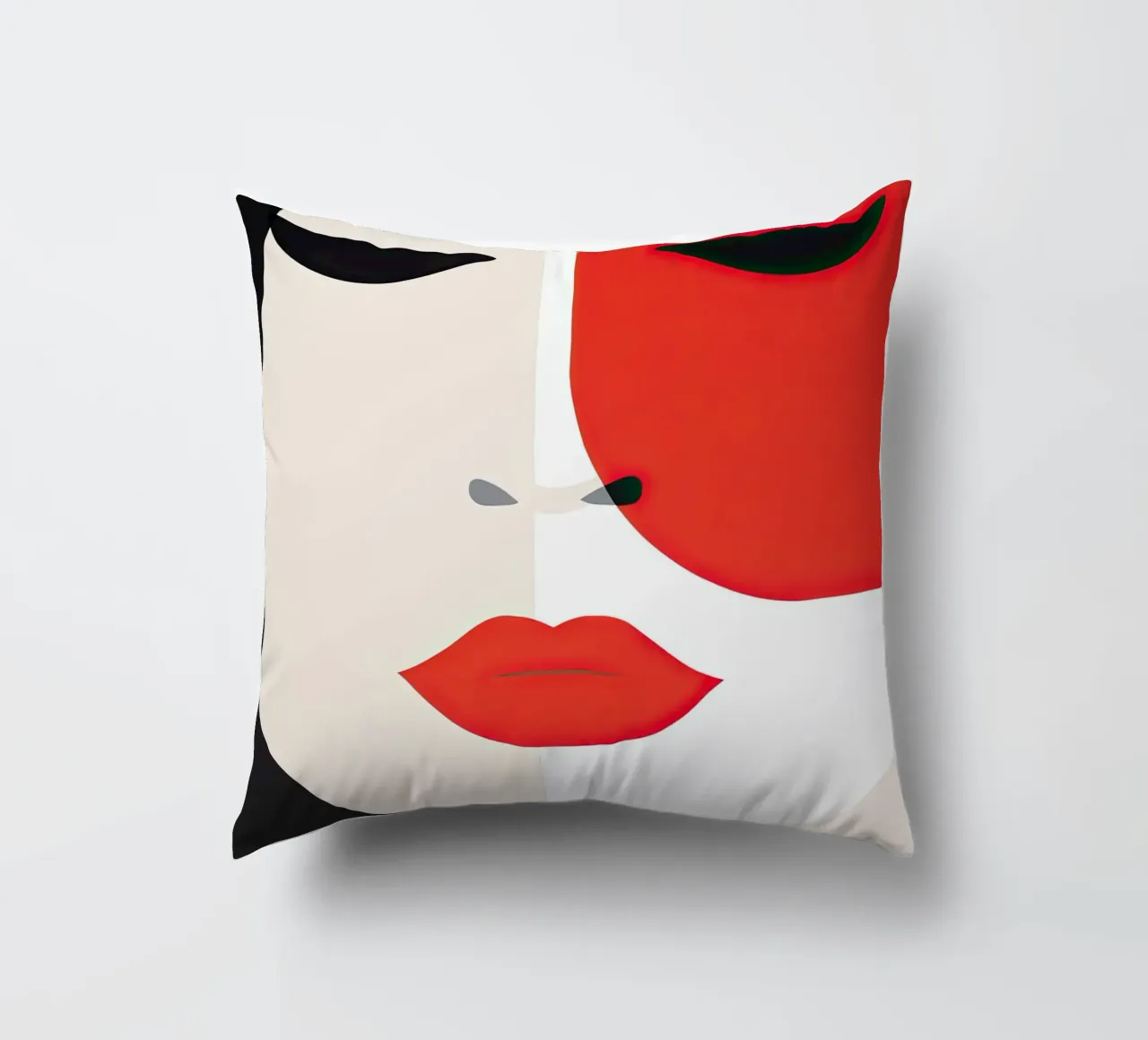 Abstract female face decorative cushion by Imagine