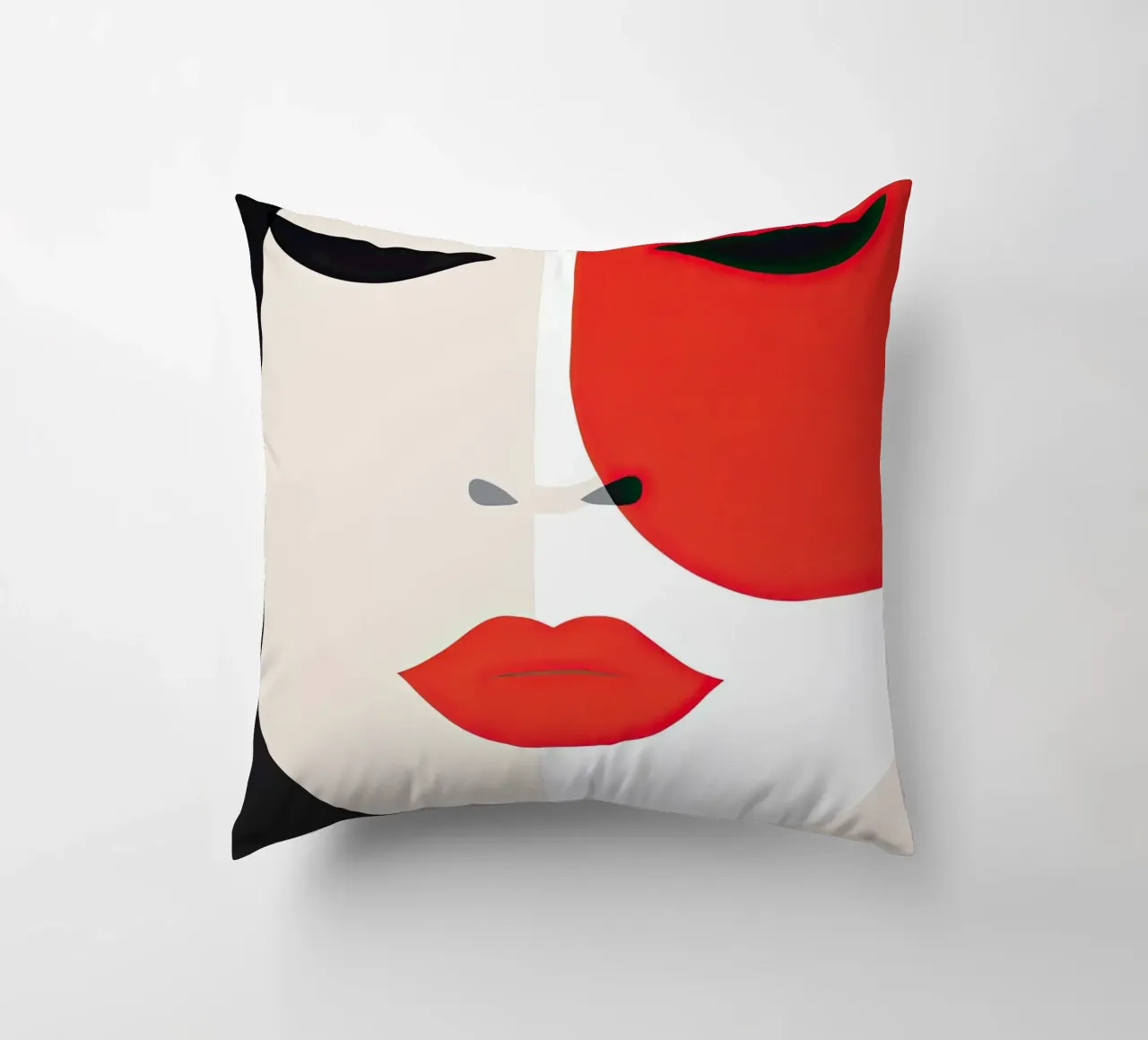 Abstract female face decorative cushion by Imagine
