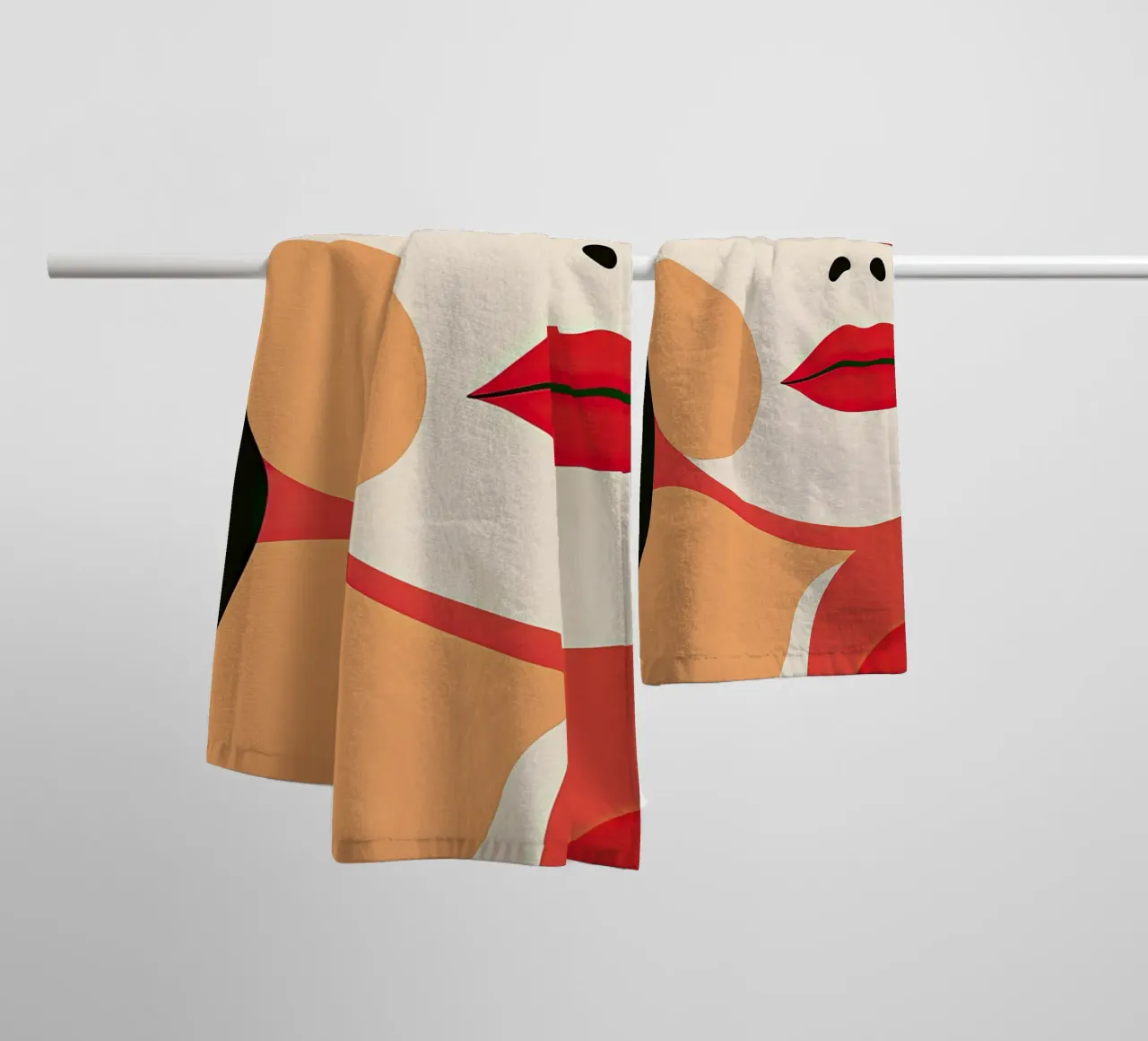 Abstract vrouwengezicht badhanddoek van Imagine