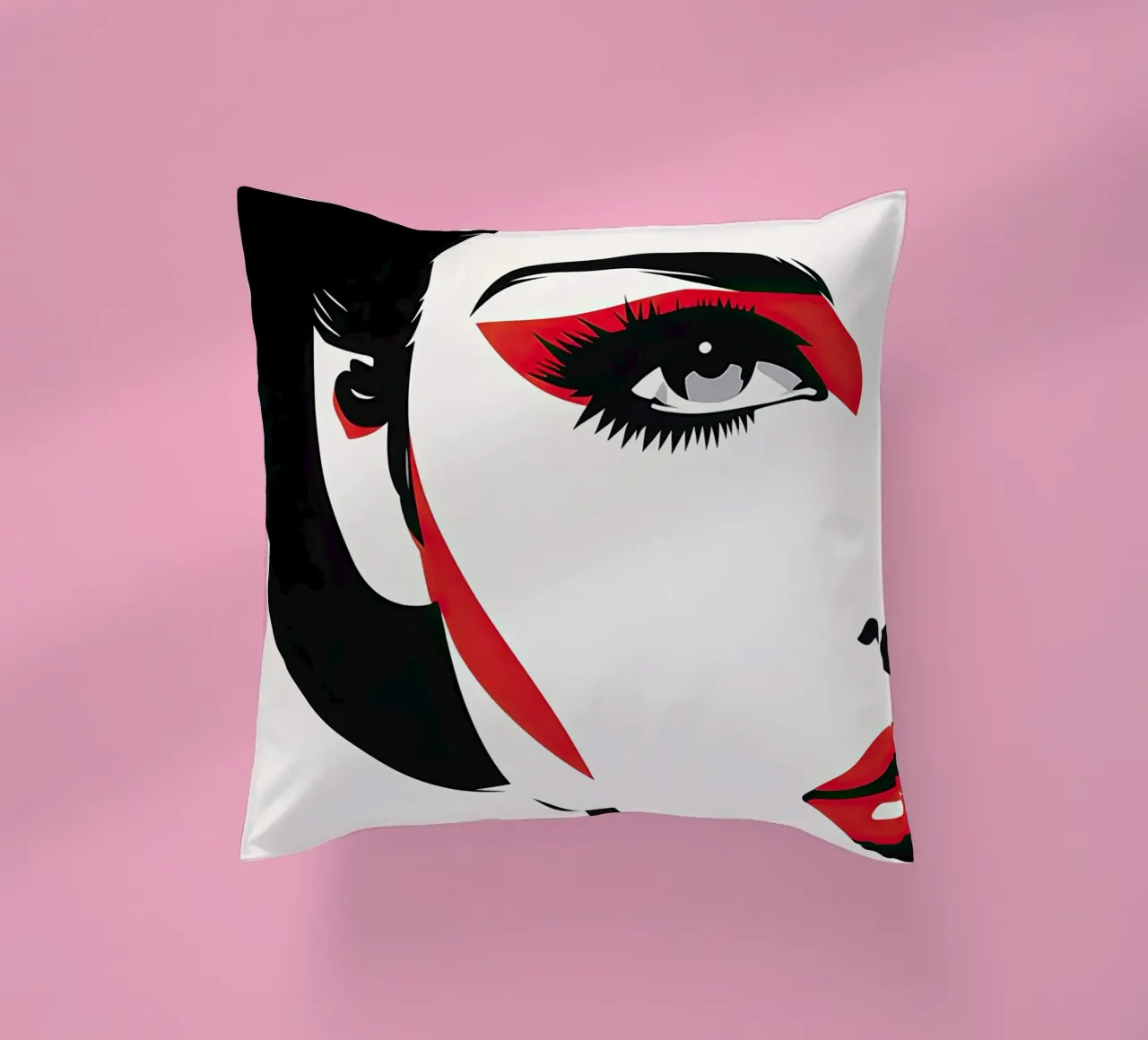 Abstract female face decorative cushion by Imagine