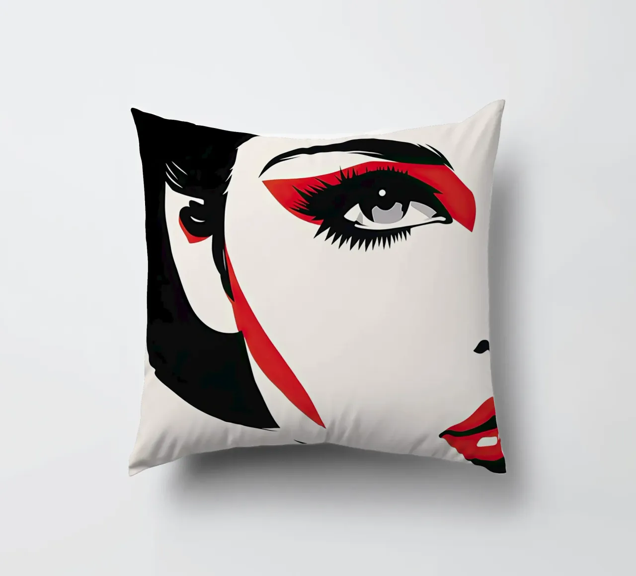 Abstract female face decorative cushion by Imagine
